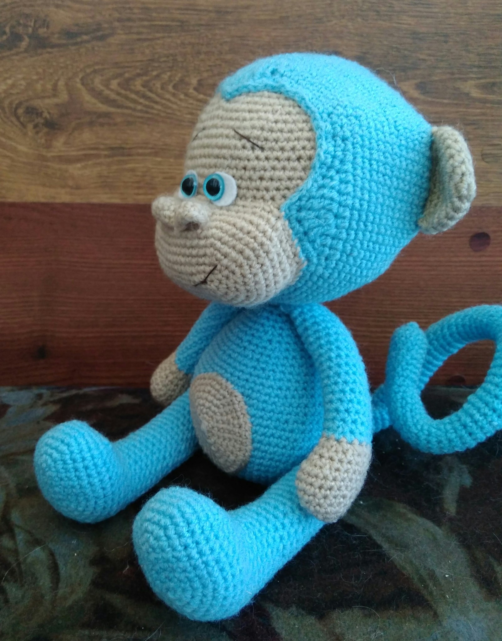 Monkey baby))) - My, Handmade, Amigurumi, Crochet, Knitted toys, , Needlework, Longpost