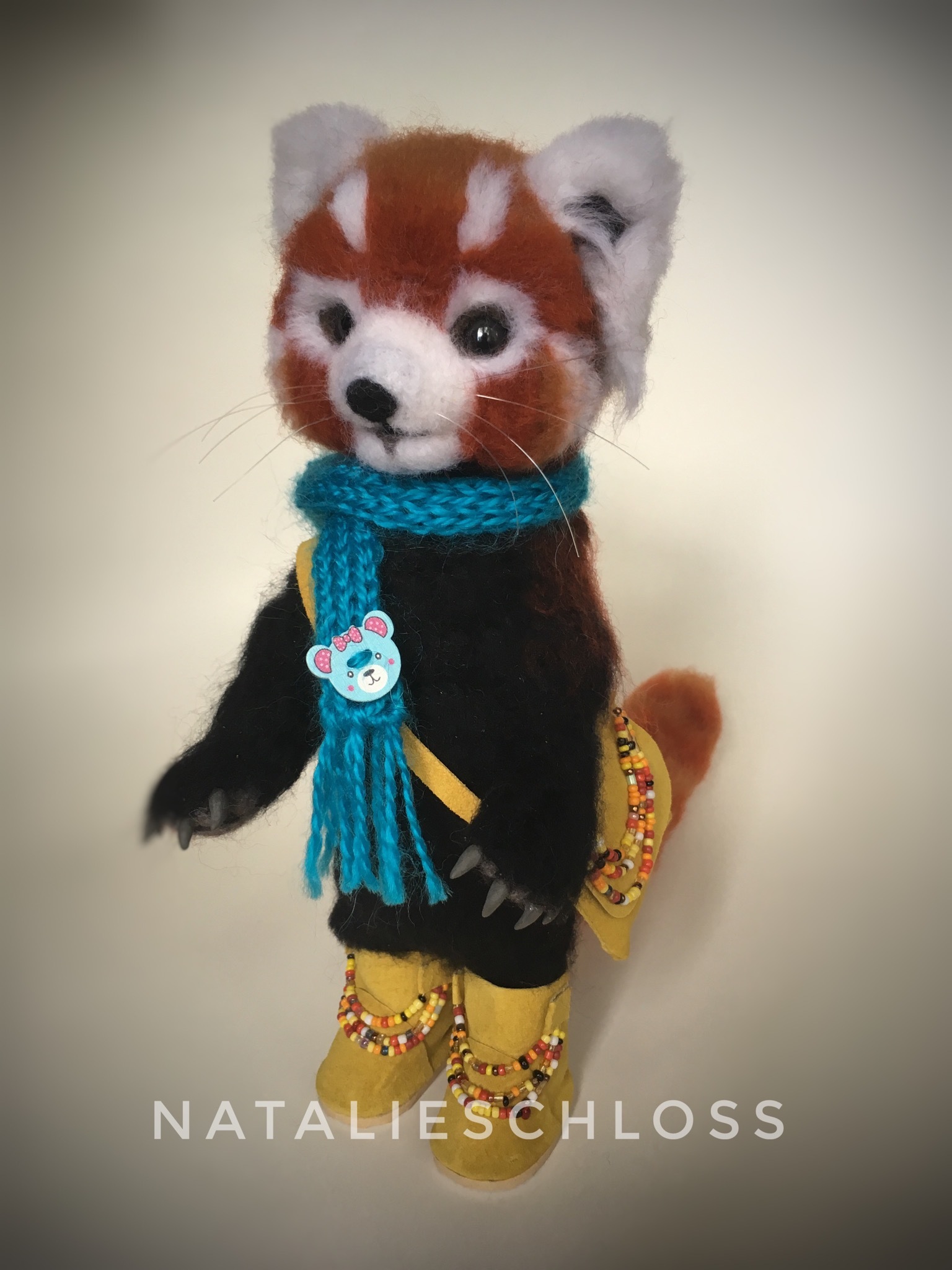 Panda in boots, dry felting - My, Needlework without process, Red panda, Author's toy, Interior toy, Hobby, Creation, Longpost