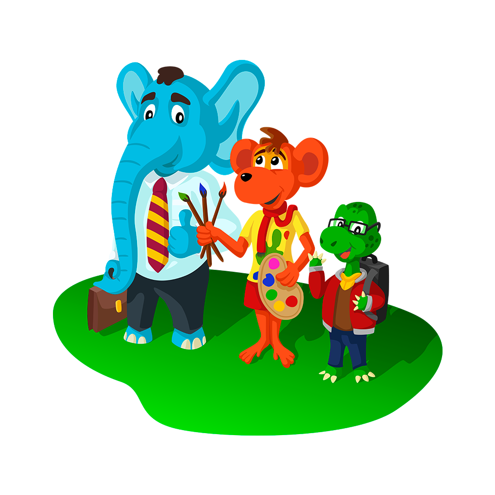 Stationery store shoppers - My, Elephants, Monkey, Art, Characters (edit), Vector graphics, Drawing, Animals, Turtle