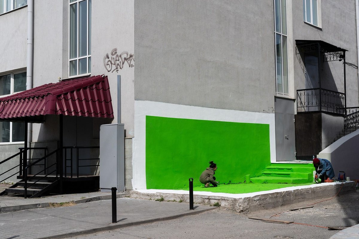 The guys from Stenography made a public chroma key in Yekaterinburg - Chromakey, Street art, Art, Longpost, Yekaterinburg, Wall