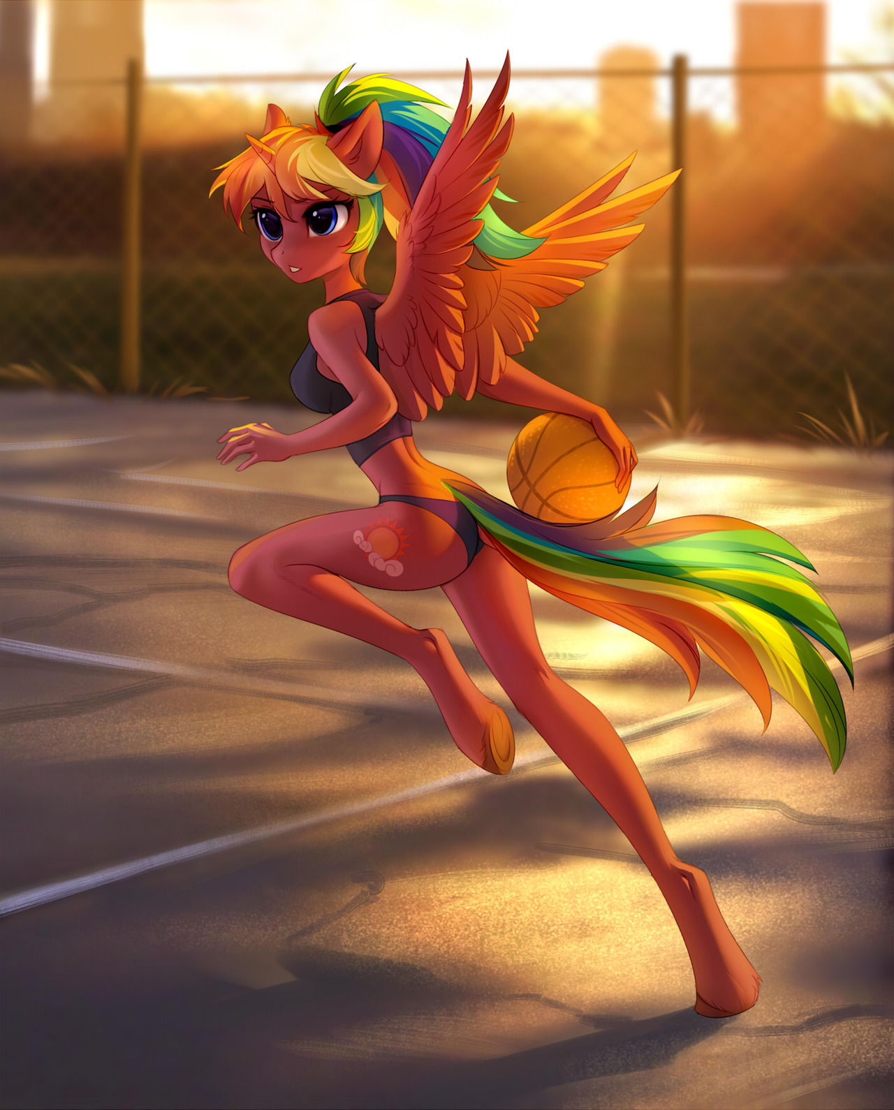 Shall we play basketball? - My little pony, Original character, Tomatocoup, PonyArt, Anthro, MLP Edge, Longpost