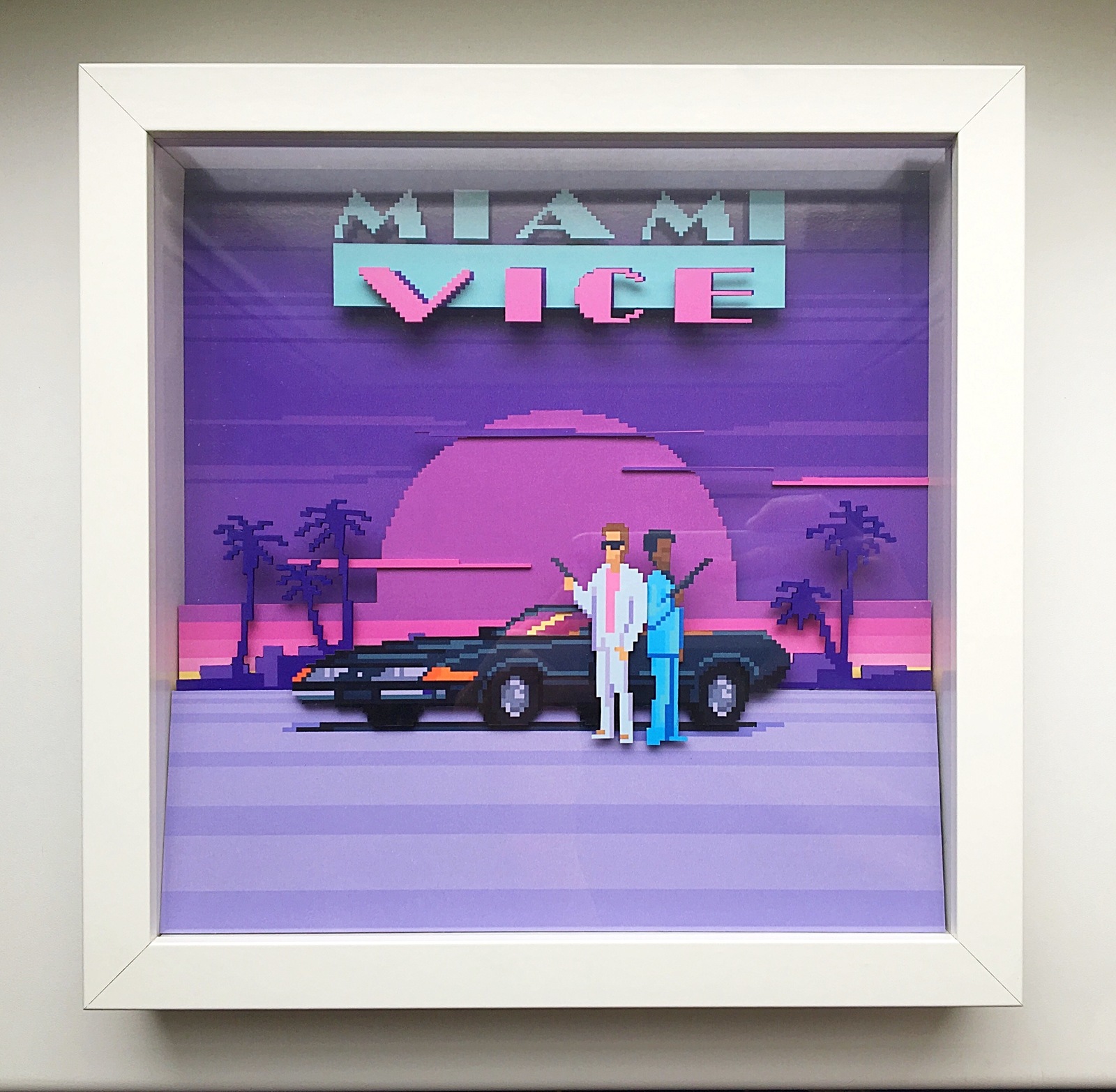 Диорама Miami Vice - Моё, Диорама, Своими руками, Ручная работа, Картина, Miami Vice, GTA Vice City, Homemade, Творчество, Длиннопост