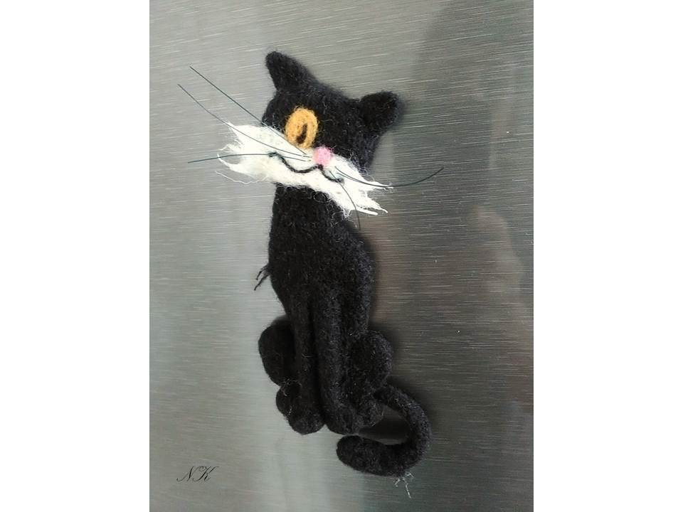 Fridge magnets Kitten named Woof. dry felting - My, Needlework without process, Magnets, Dry felting, Longpost