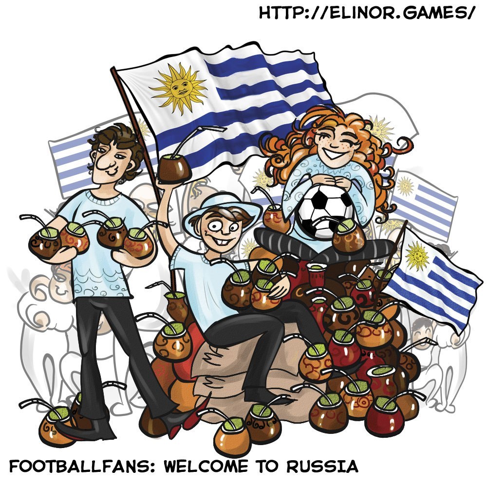 Fans of the World Cup 2018. Group A - My, Football, World championship, Drawing, Art, Digital drawing, Caricature, Soccer World Cup, Board games, Longpost