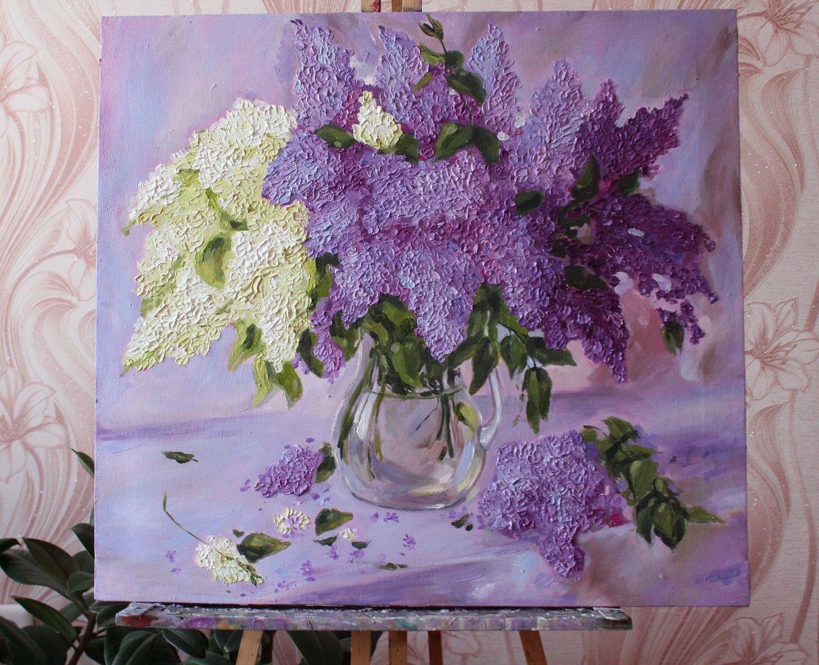 Few flowers - My, Oil painting, Butter, Painting, Flowers, Bouquet, Painting, Longpost, Vase, Still life