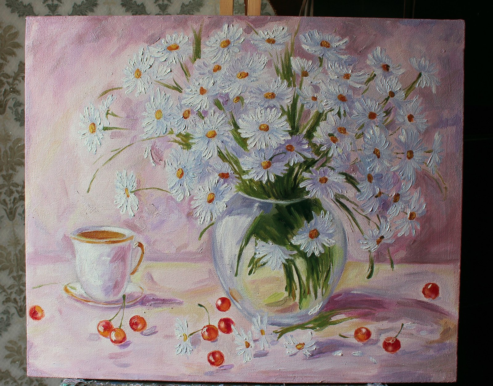 Few flowers - My, Oil painting, Butter, Painting, Flowers, Bouquet, Painting, Longpost, Vase, Still life