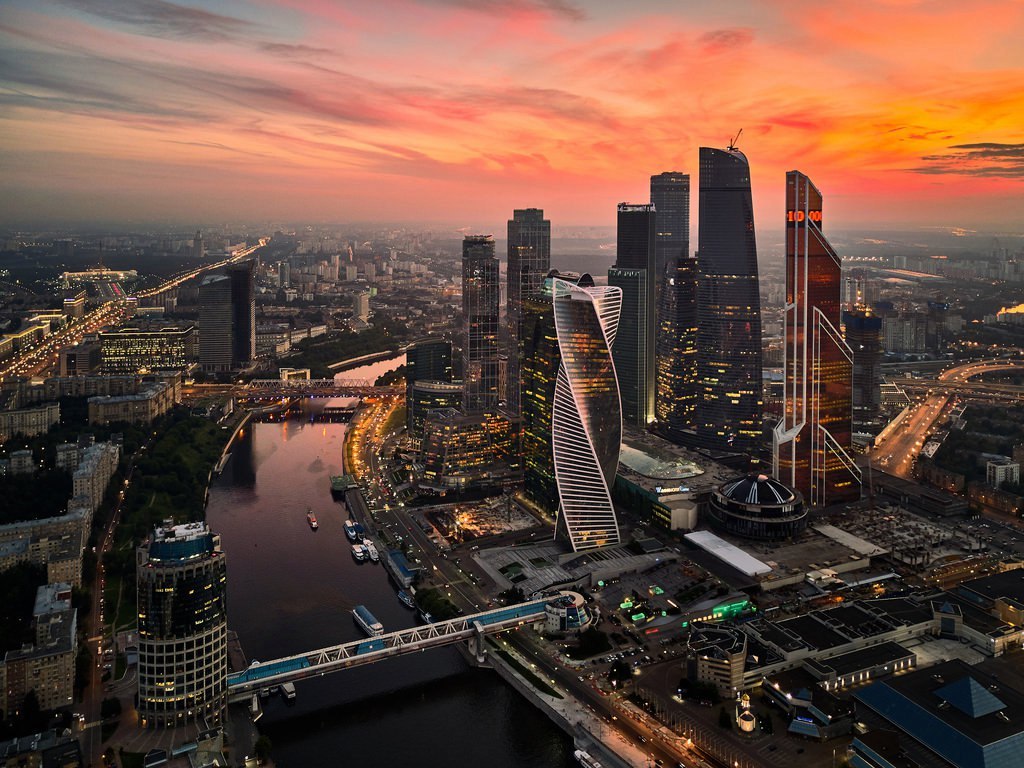 Business center at sunset - My, beauty, Moscow, Russia, Night city, Centre, Town