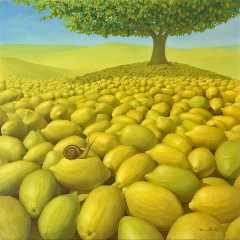 lemon world - My, Art, Painting, Surrealism, Lemon, Yellow, Painting, Art, Interesting