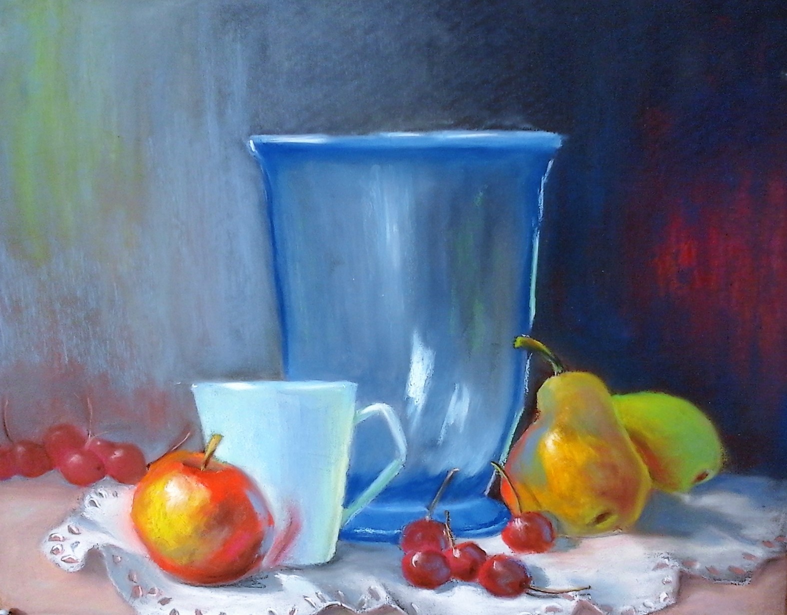 Morning fresh. - My, Painting, Dry pastel, Фрукты, Fresh, Pears, Pastel, Still life