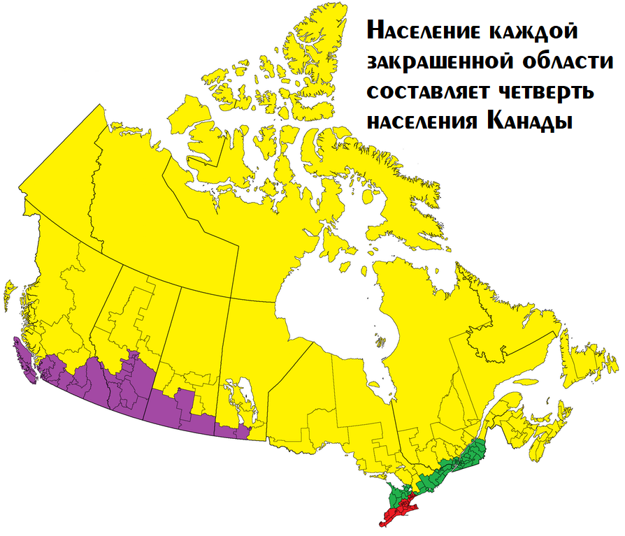 Population distribution in Canada - Canada, Population, Reddit, Geography