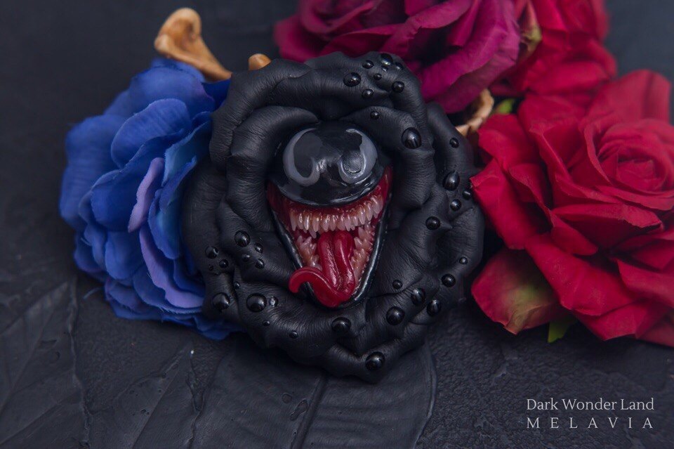 new spooky - My, Polymer clay, With your own hands, Needlework, Trash, Flowers, Dentist, Teeth, Longpost, Trash