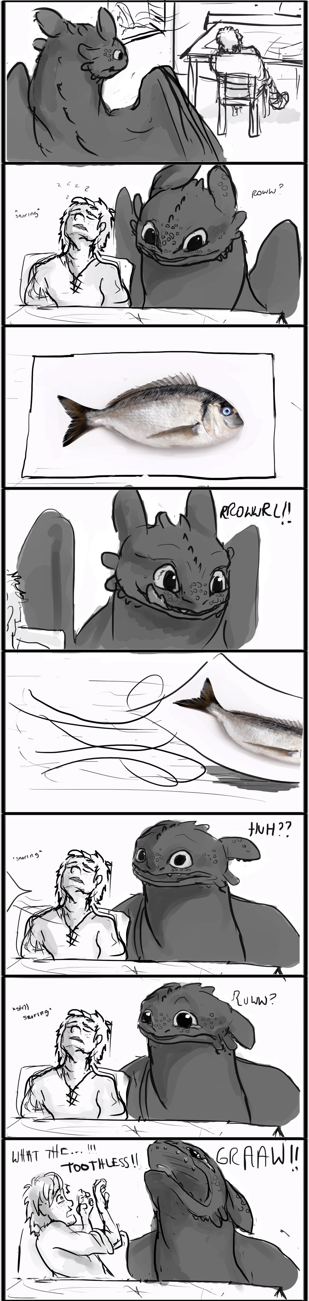 Small fish - Comics, How to train your dragon, Hiccup, Toothless, Night fury, The Dragon, Longpost