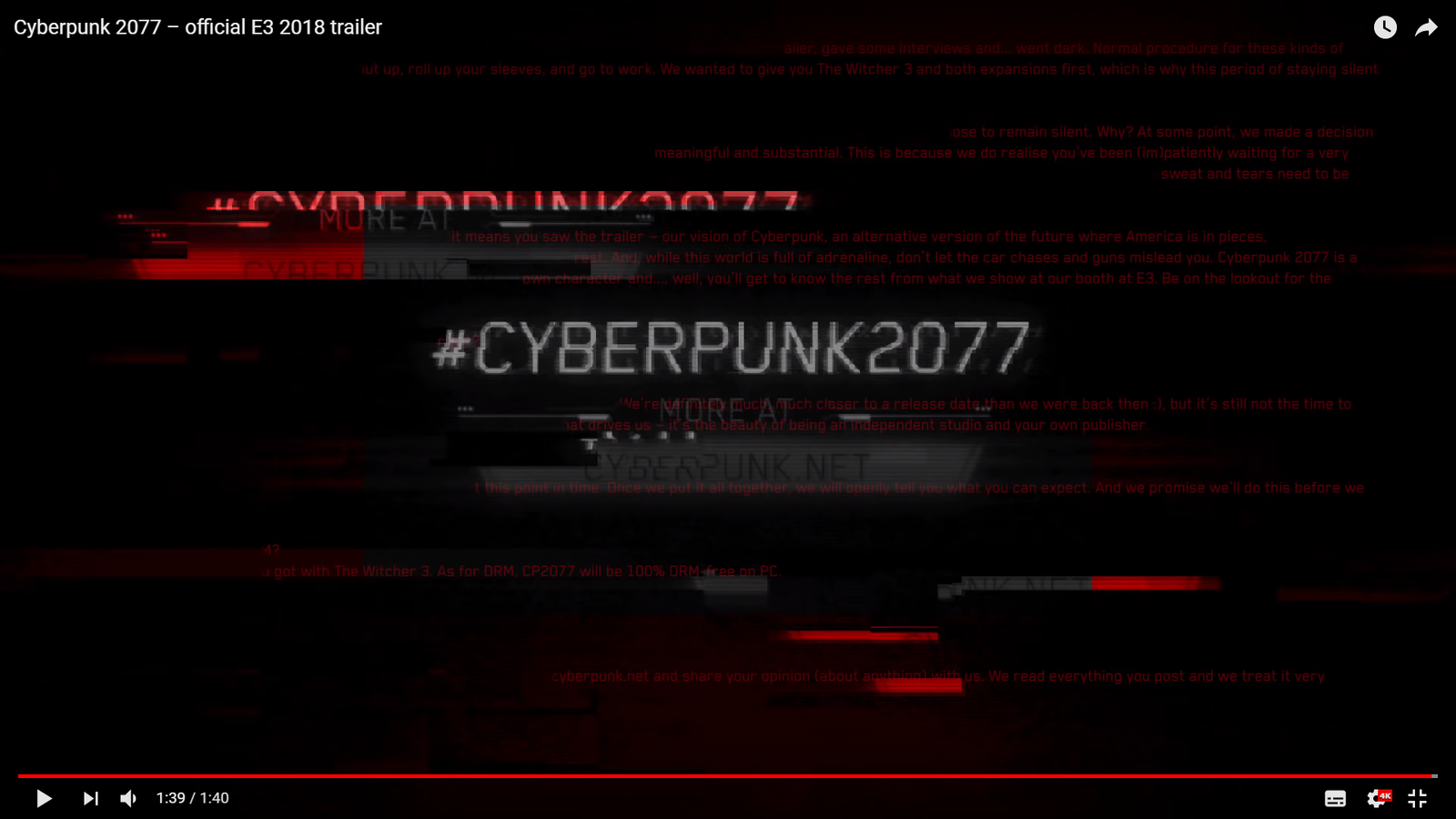 The hidden message at the end of the Cyberpunk 2077 trailer - Cyberpunk 2077, E3, CD Projekt, Translation, Longpost