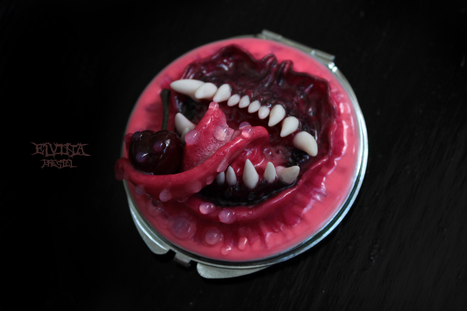 Mirror with cherry - My, Polymer clay, Kripota, Mirror, My, Longpost