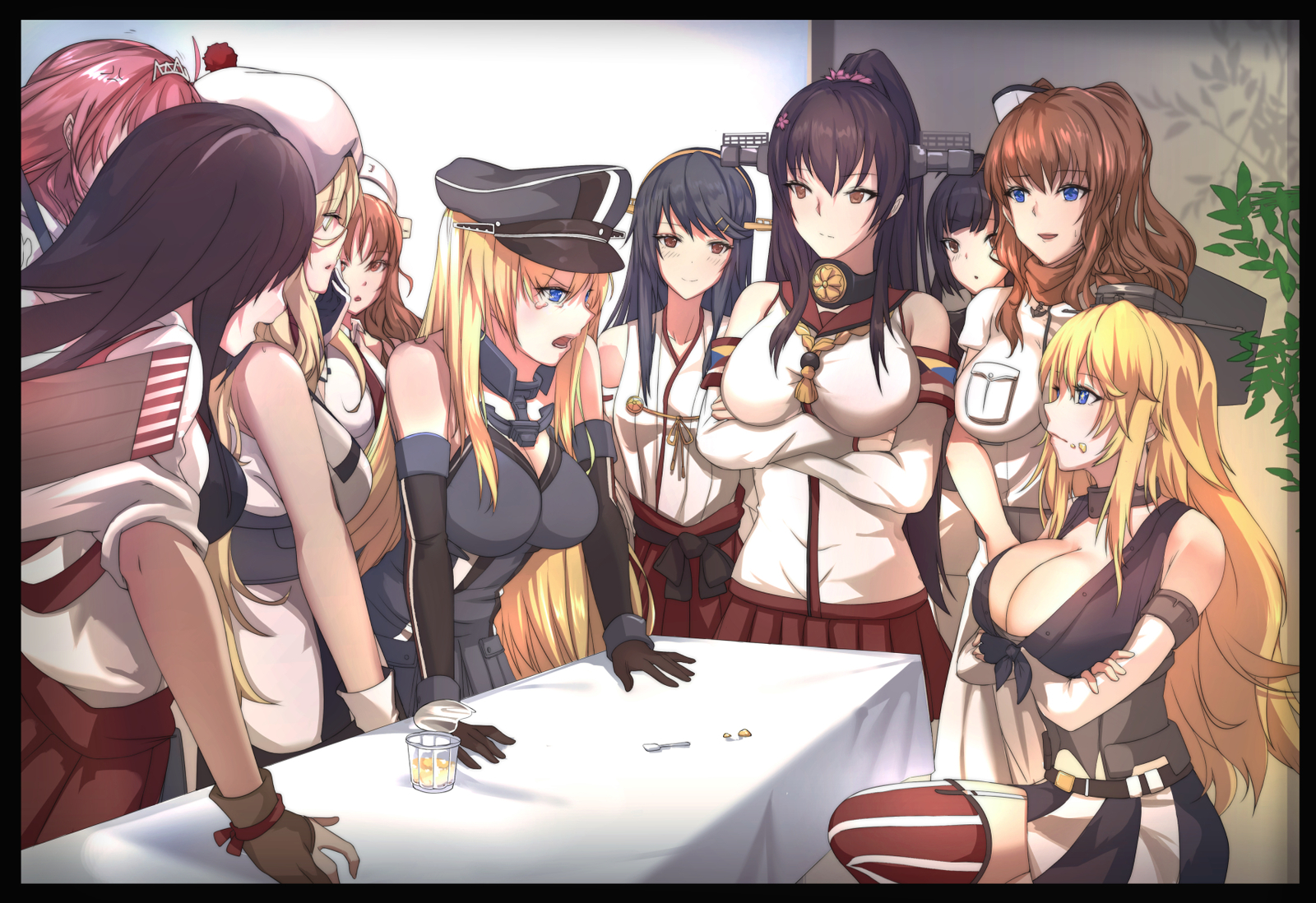 The Great Pudding Debate - Kantai Collection, Аниме, Anime Art, Саммит G7, G7, Пудинг, Kanmusu