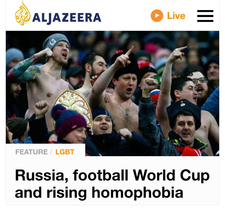 Al-Jazeera, which is from Qatar, has taken care of the rights of LGBT people in Russia. - Russia, Football, Al Jazeera, LGBT, 2018 FIFA World Cup, Screenshot, Qatar