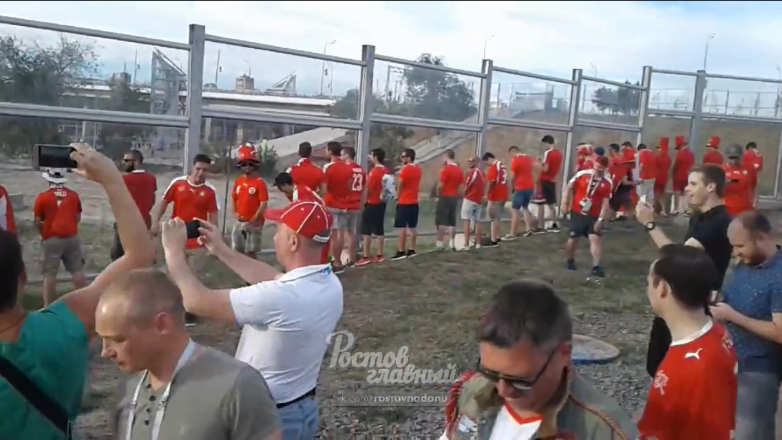 No comment. Swiss fans staged a toilet in Rostov - Football, World championship, Rostov-on-Don, Switzerland, Fans