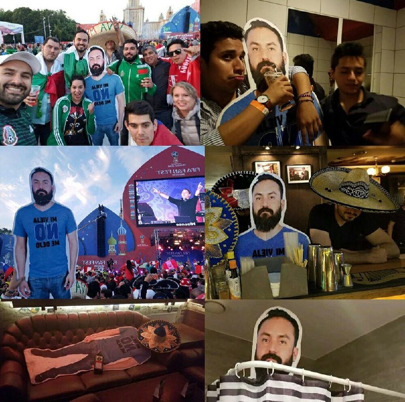 The winner in the Friends of the Year nomination is the guys from Mexico, who brought a cardboard figure of a friend because his wife did not let him go to football - Mexico, Football, Friends, From the network