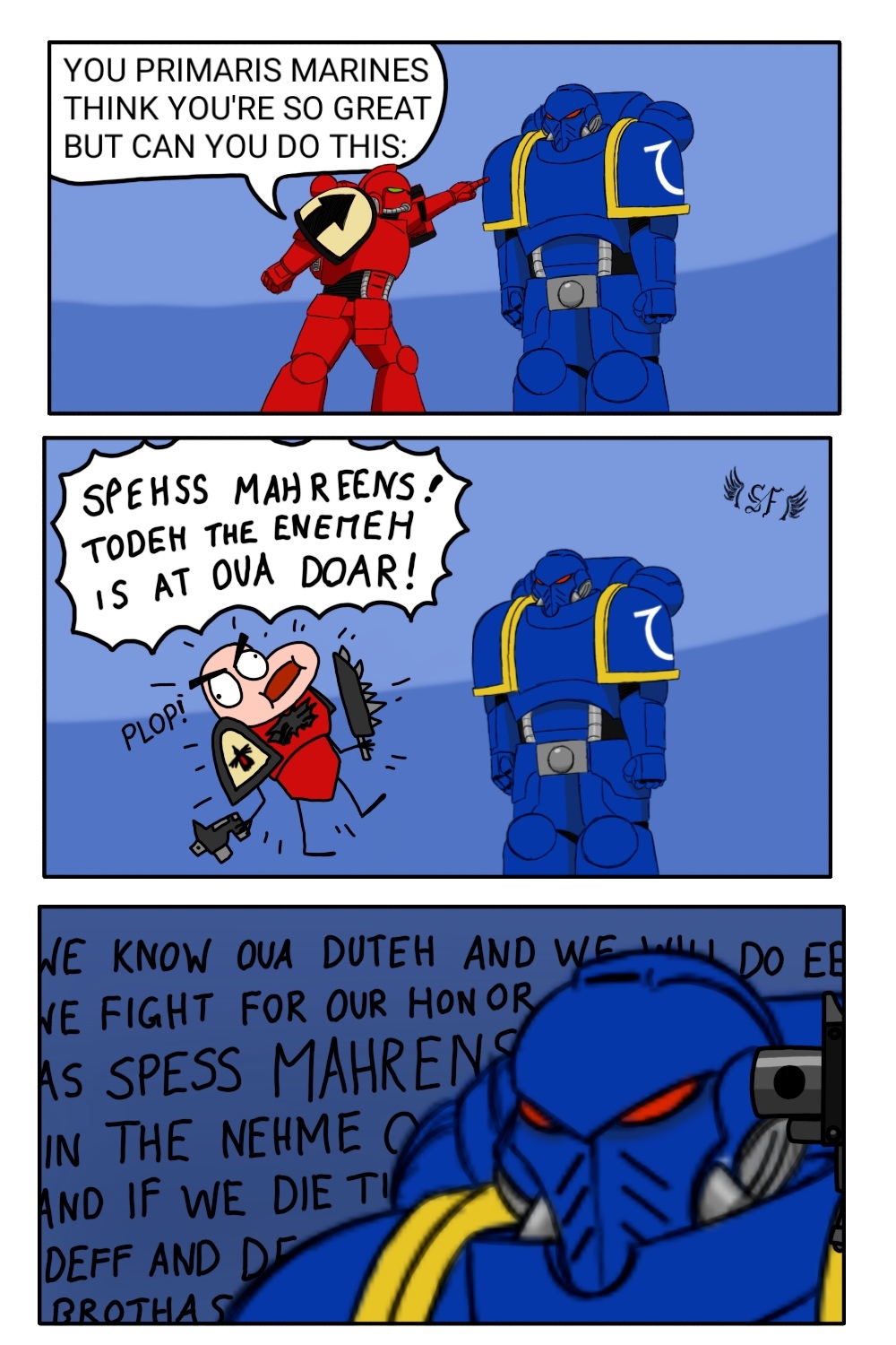 PREEMAREES MAHREENS ARE SO NEW AND SO FOOLEESH - Warhammer 40k, Warhammer 40k: Dawn of War I, Games, Blood ravens, Primaris space marines, Comics, Wh humor, Video, Longpost