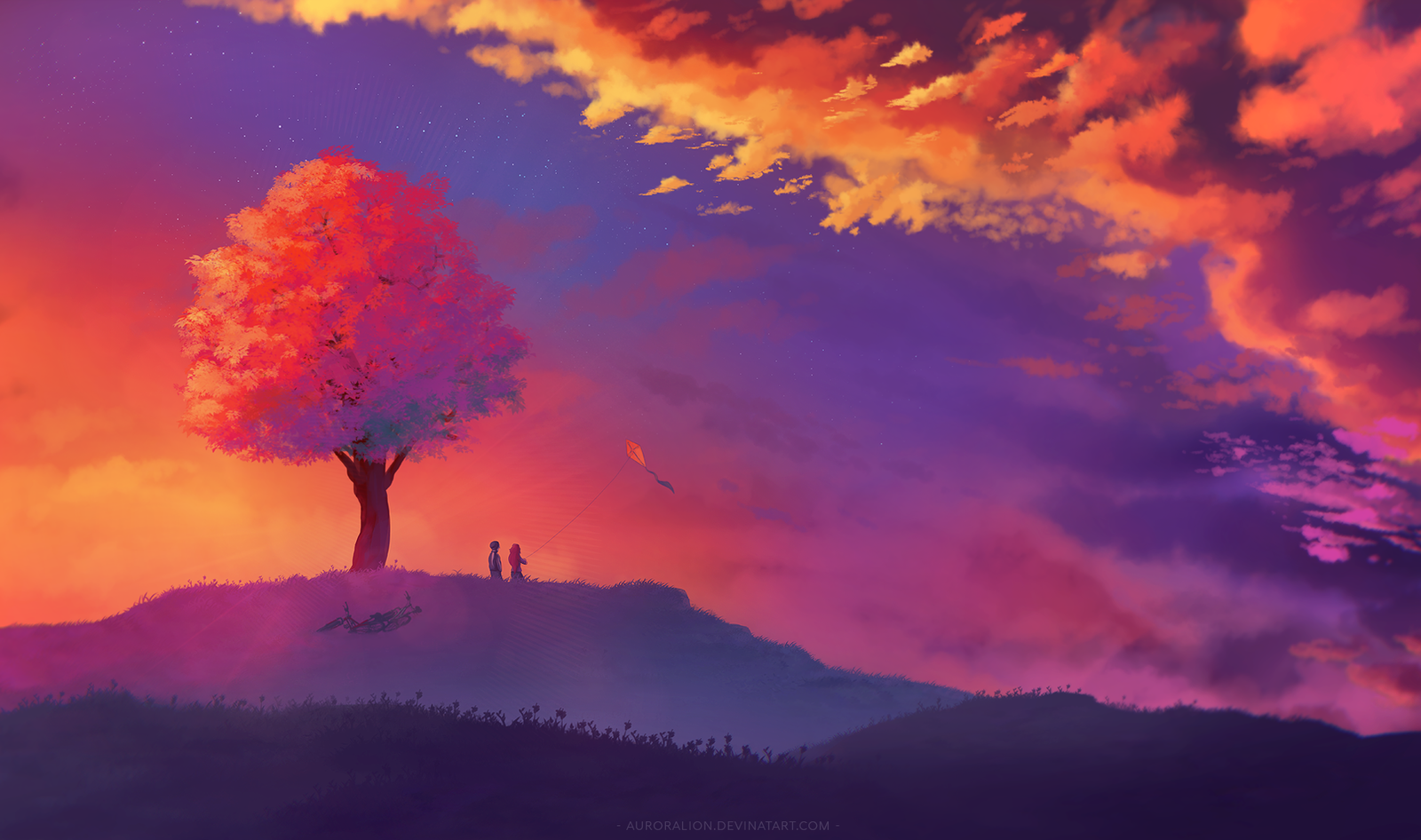 Heights - Art, Sunset, Tree, Clouds