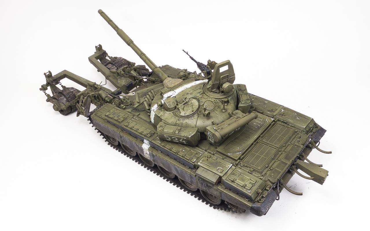 T-72A model 1983 with minesweeper KMT7-8 in 1:35 scale - Models, Miniature, Tanks, Longpost