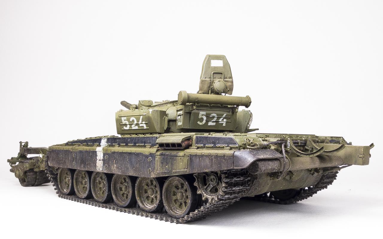 T-72A model 1983 with minesweeper KMT7-8 in 1:35 scale - Models, Miniature, Tanks, Longpost