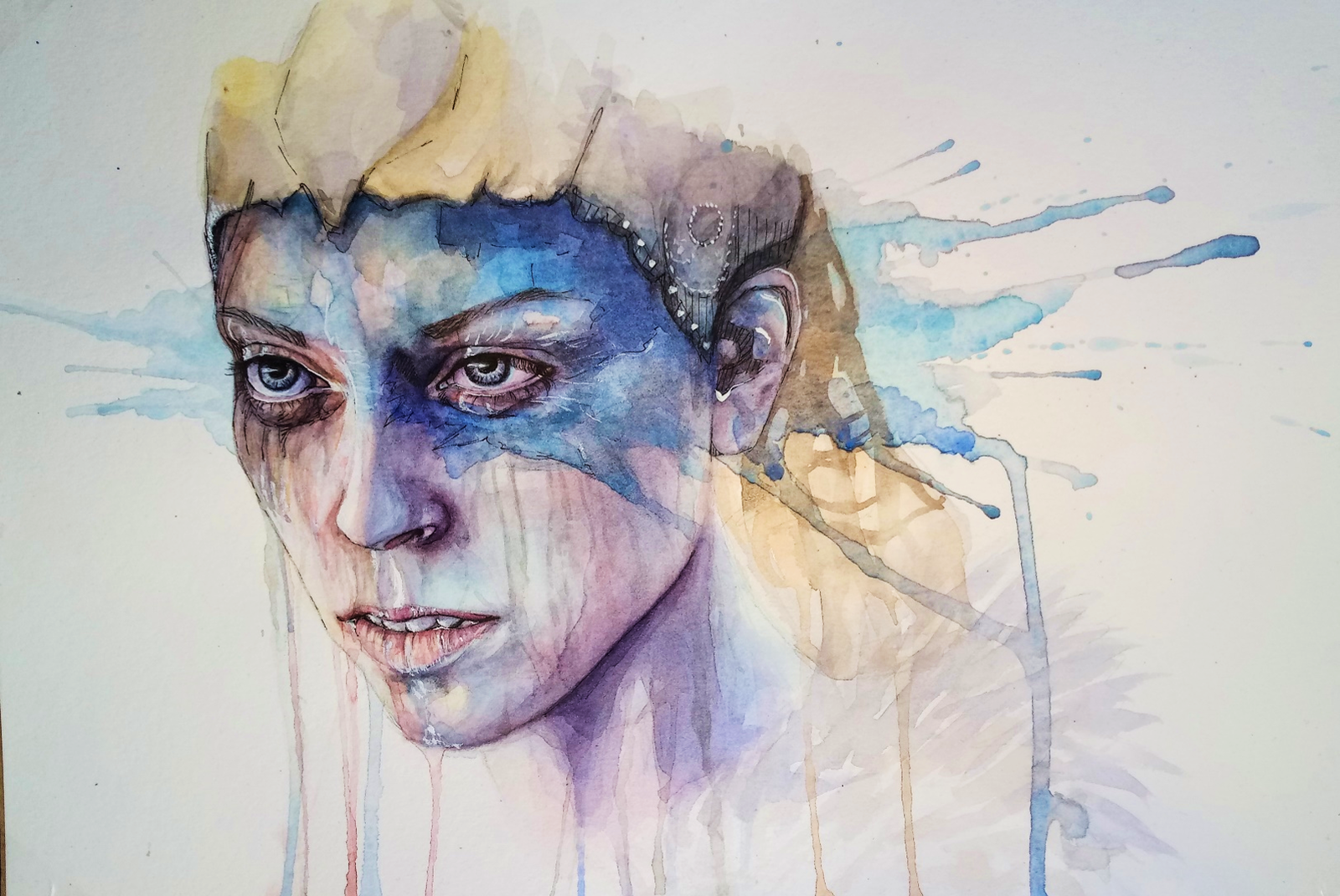 Senua’s Sacrifice - My, Hellblade, Senua, Drawing, Portrait, Watercolor