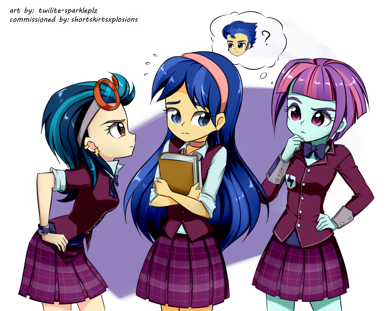 They seem to have begun to suspect something. - My little pony, Equestria girls, Indigo Zap, Flash Sentry, Sunny Flare, Its a trap!, Twilite-Sparkleplz