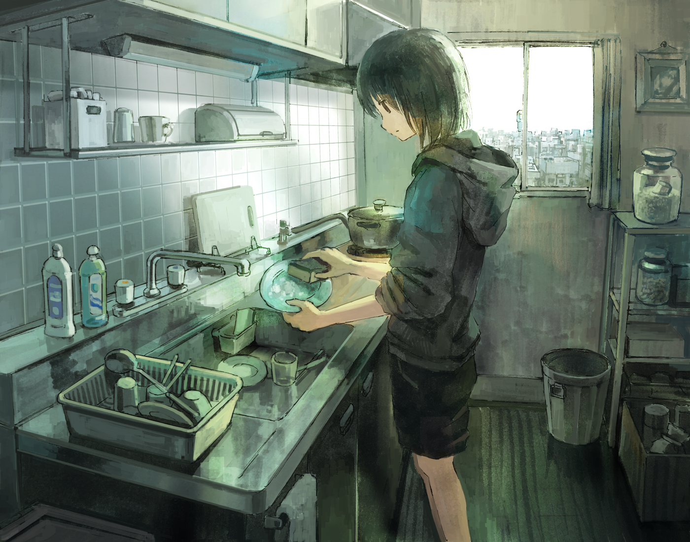 Morning - Anime art, Anime, Anime original, Tokunaga akimasa, Longpost