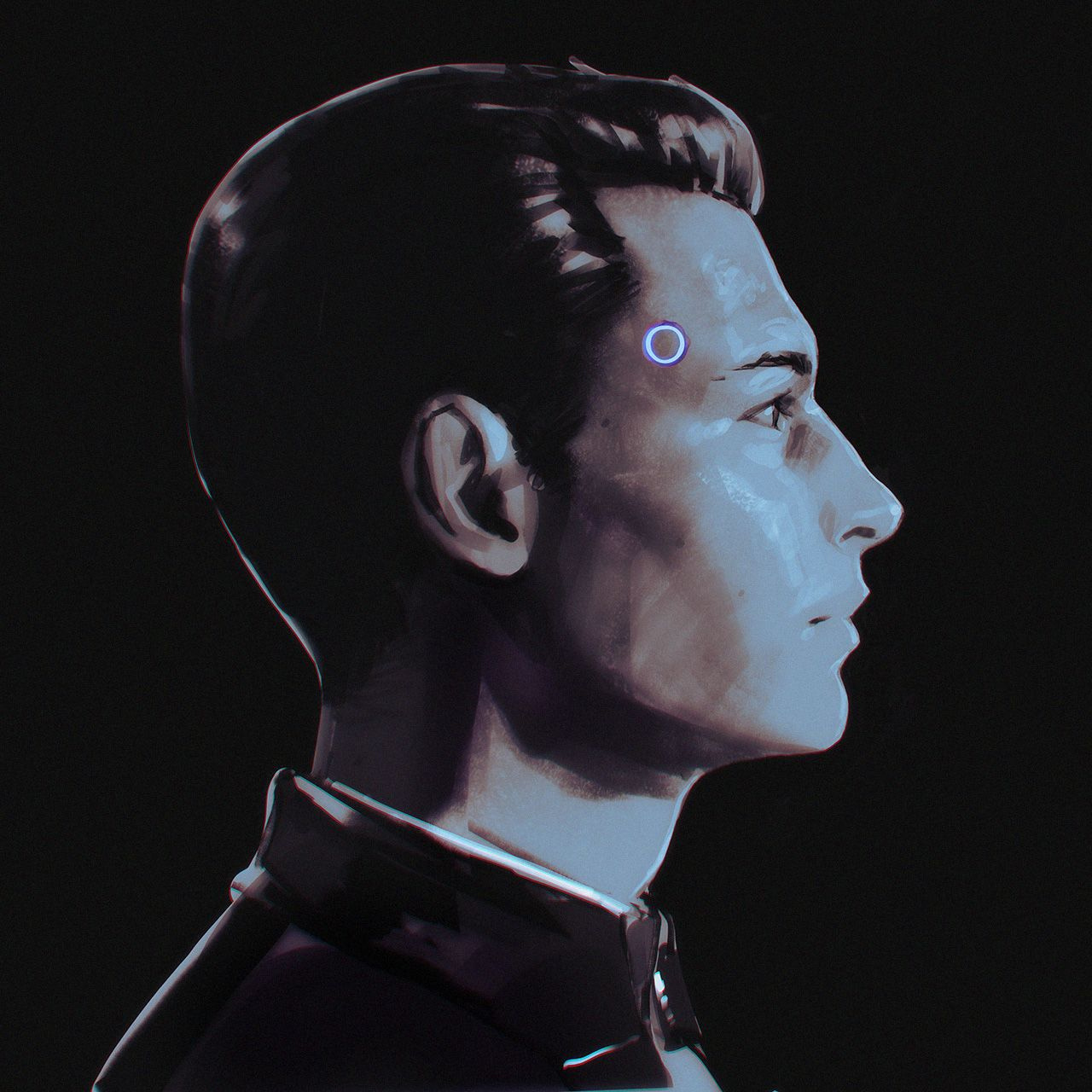 My name is Connor - Digital drawing, Drawing, Art, Profile, Detroit: Become Human, , Ilya Kuvshinov, Connor - Detroit: Became Human