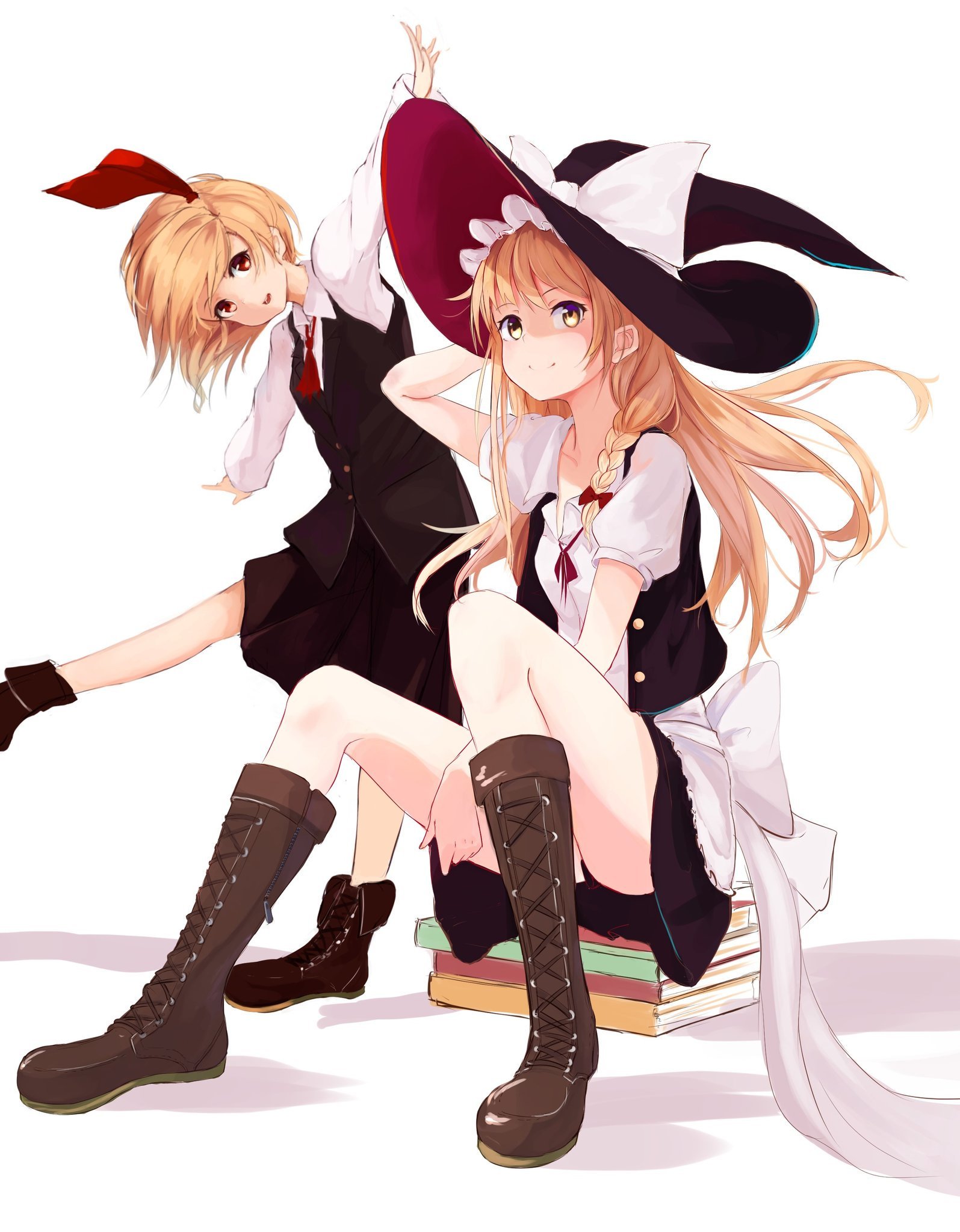 Anime art by homo 1121 - Anime art, Anime, Touhou, Kirisame marisa, Rumia, Homo 1121