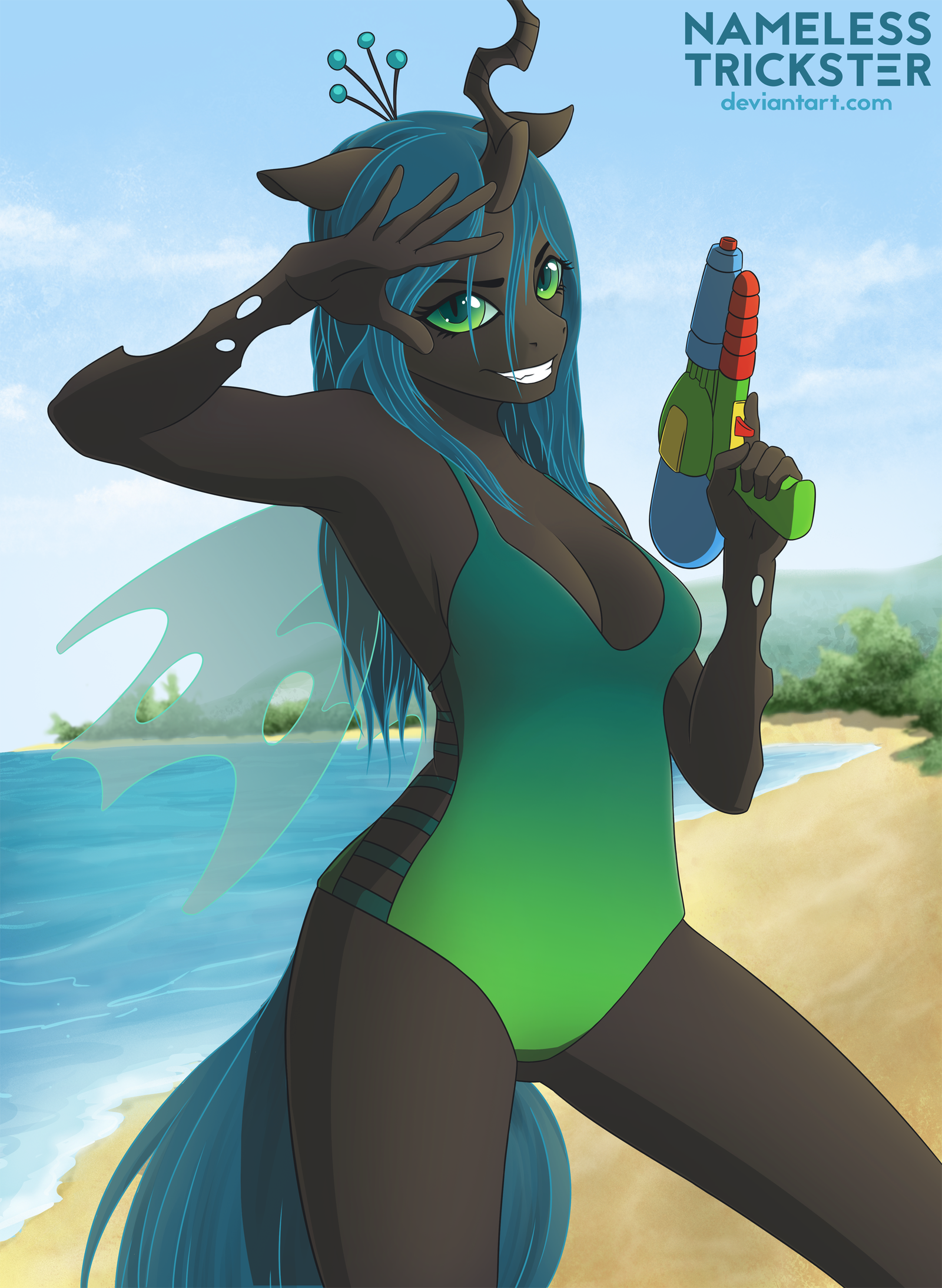 Water pistol - Моё, My Little Pony, PonyArt, Антро, Ych