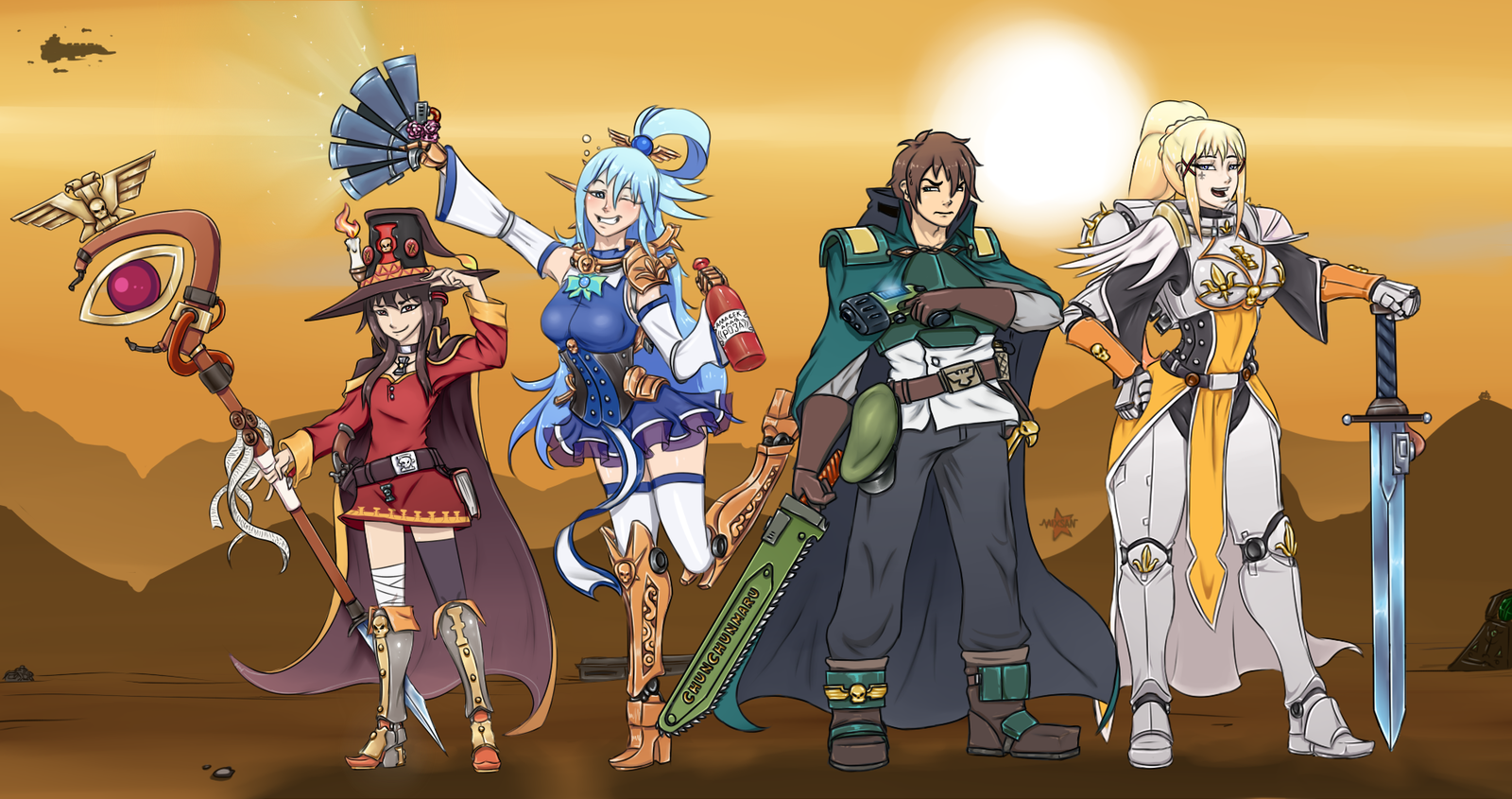 Living Saint bless this Dark Millennium - My, Warhammer 40k, Konosuba, Crossover, Wh other, Aqua, Megumin, Darkness, Satou kazuma