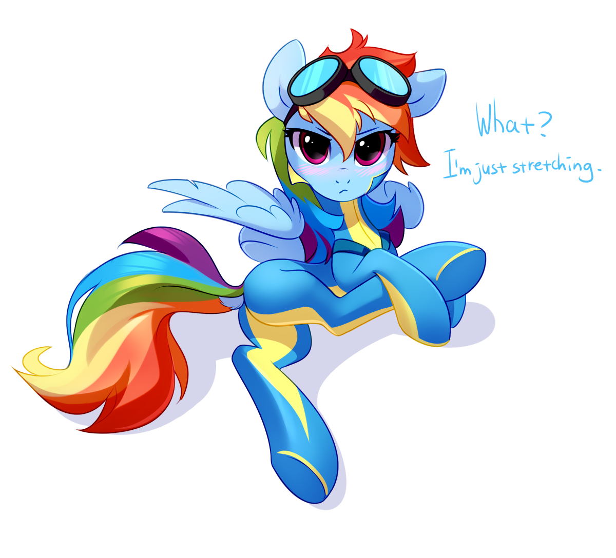 Что? Я всего лишь растягиваюсь! - Rainbow Dash, PonyArt, My Little Pony, MLP Edge, Tomatocoup