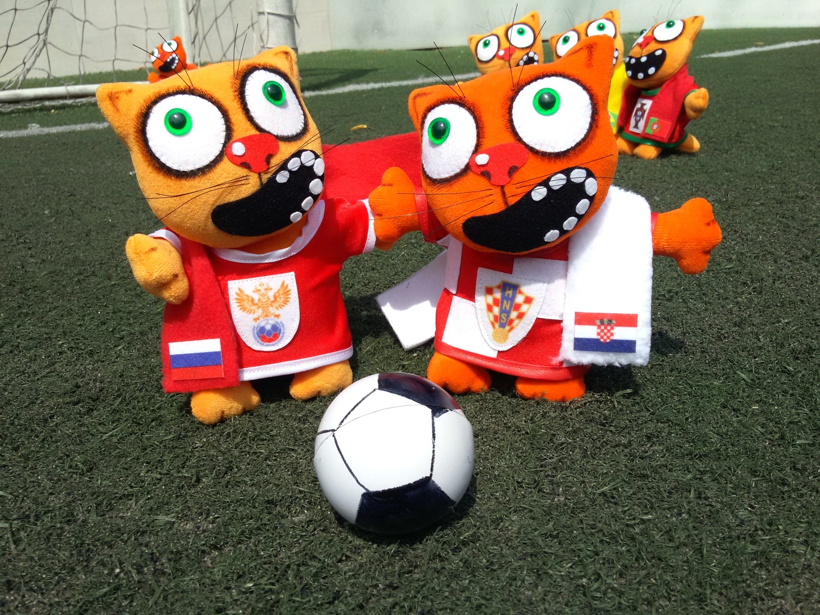 Hundred football cats - My, With your own hands, Needlework without process, Handmade, cat, Football, World championship, Soft toy, Vasya Lozhkin, Longpost