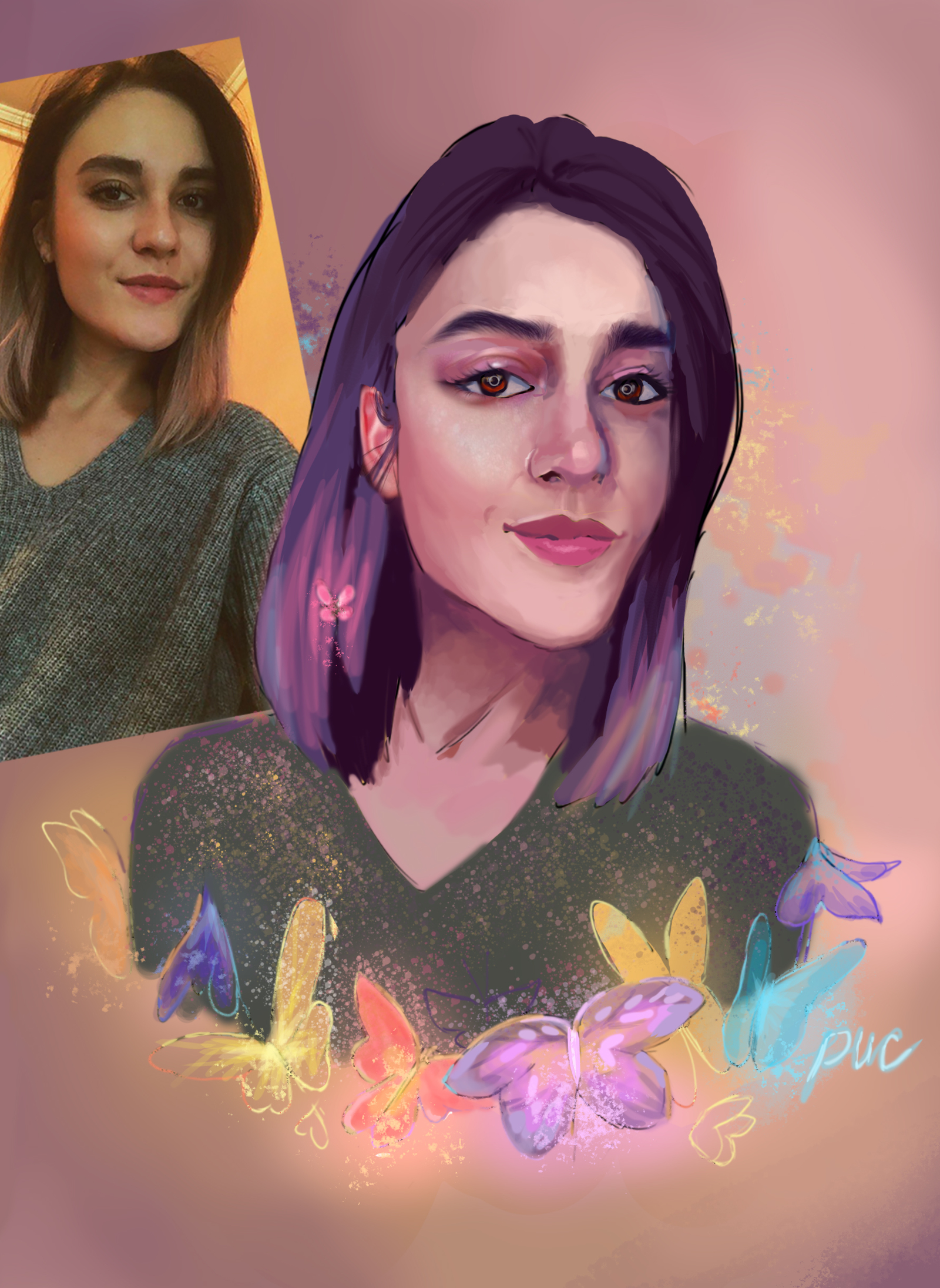I want to share my creativity.Digital portrait - My, Portrait, Longpost, Digital drawing, Drawing, Photoshop, Krita, Tablet, Drawing on a tablet, Girls