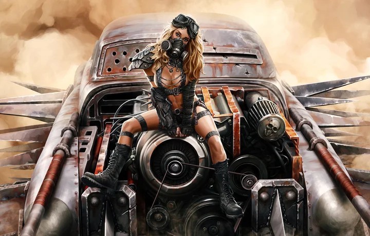 Post-apocalyptic pin-up - Girls, Drawing, Post apocalypse, Longpost, Crossout, Art, Pin up