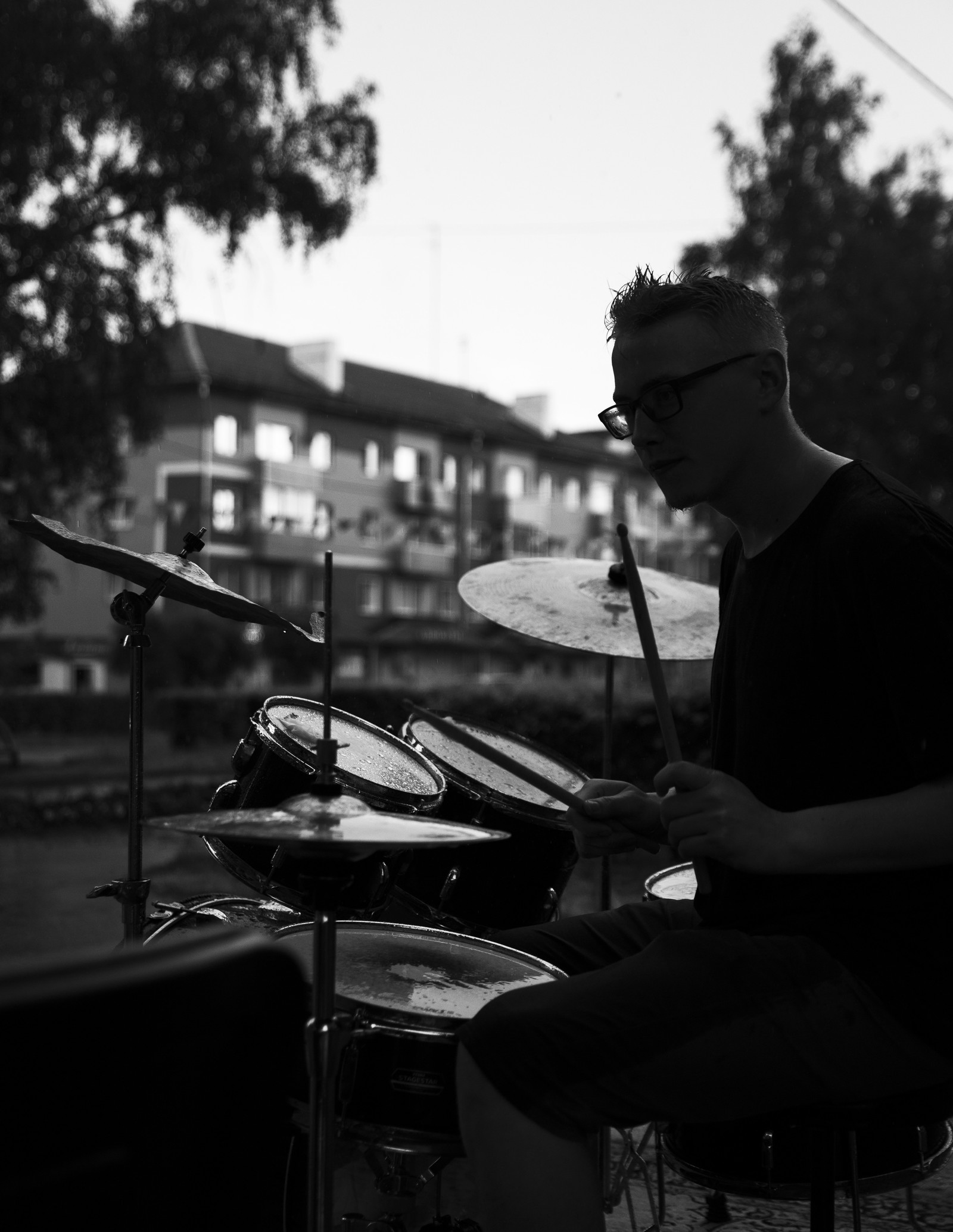 Drummer - My, The photo, Black and white, Drummer