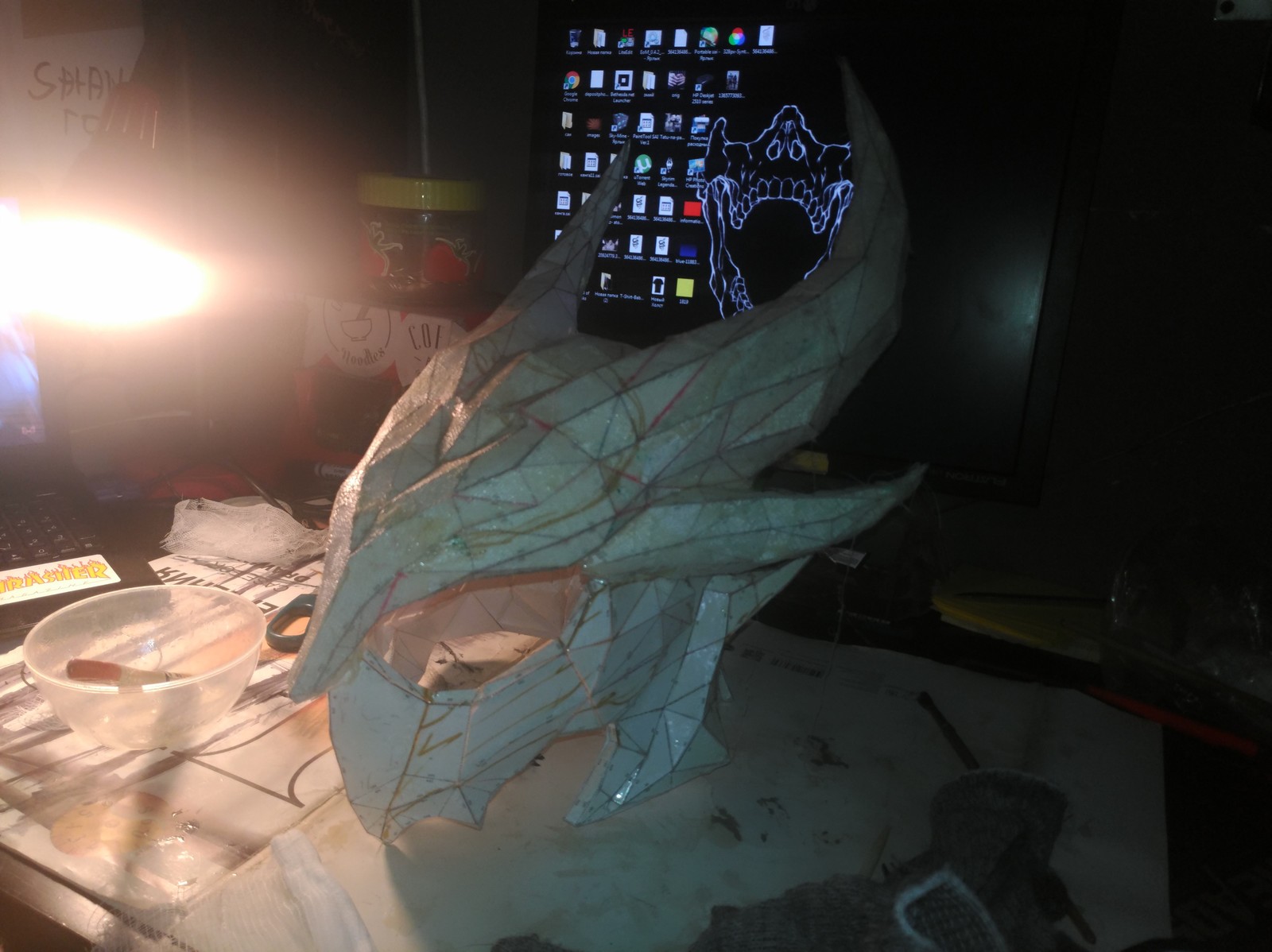 Pervak ??Daedric Paper Helm - My, , Daedra, Paper, Models, Modeling, Helmet, Papercraft, Pepakura, Longpost