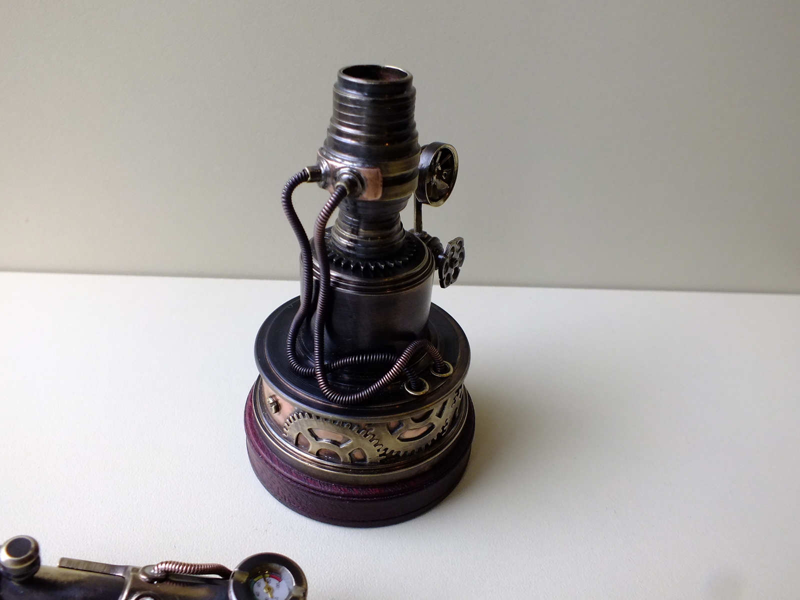 Handle with stand and hiding place for a flash drive - My, Steampunk, Pen, Needlework without process, Stand, Video, Longpost