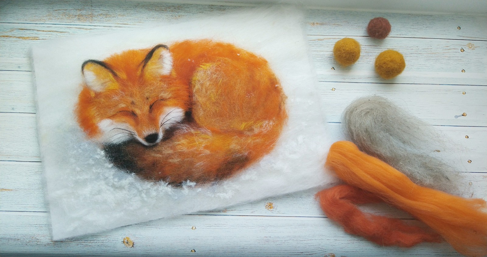 Muscovite fox. - My, , Fox, Wool painting, Needlework without process, Longpost