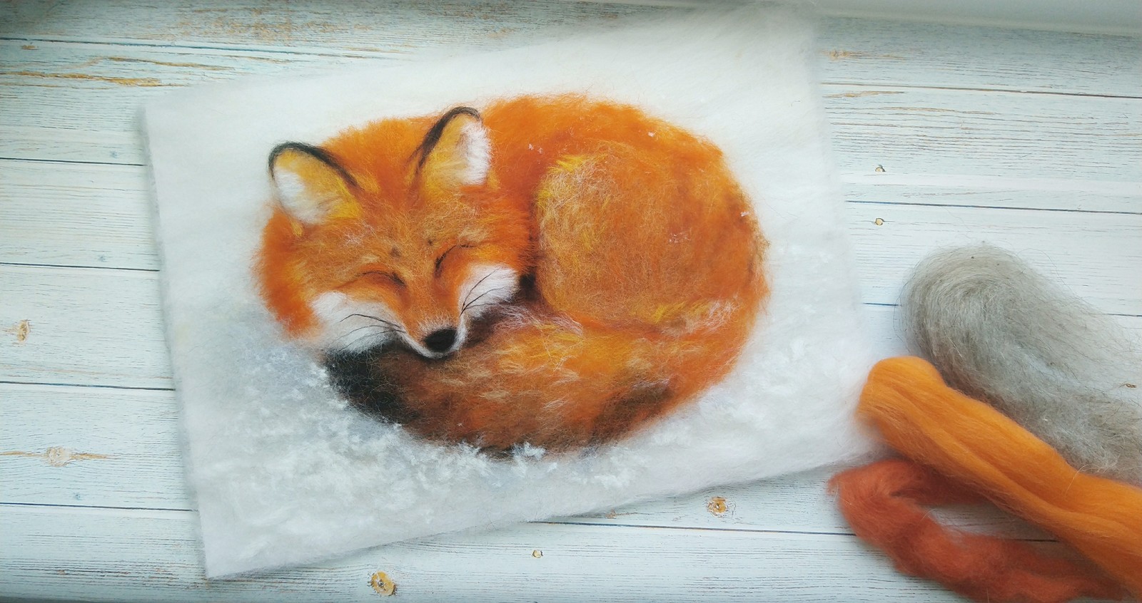 Muscovite fox. - My, , Fox, Wool painting, Needlework without process, Longpost