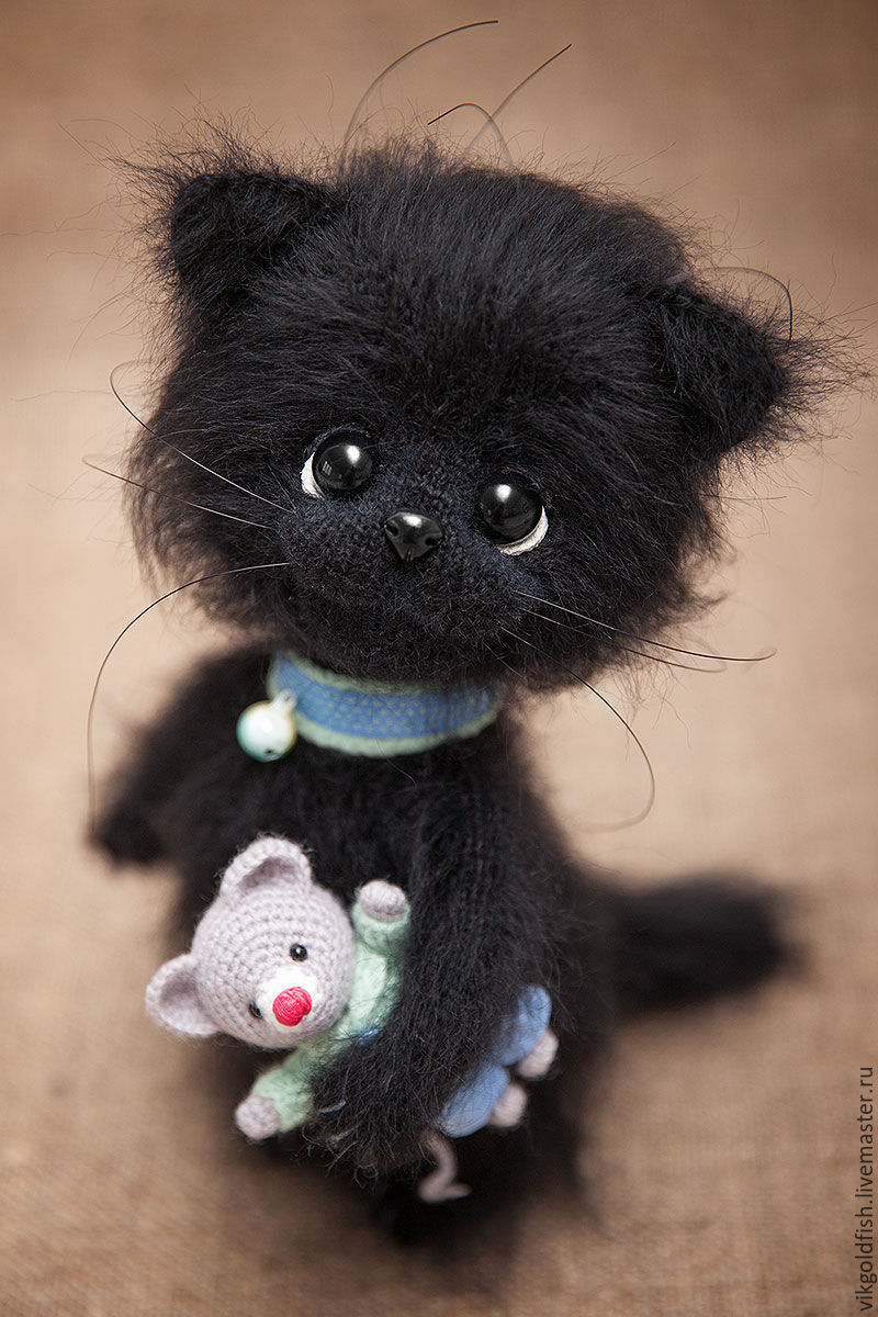 Once upon a time there was a black cat... - My, Needlework, Needlework without process, Knitting, Knitted toys, Longpost