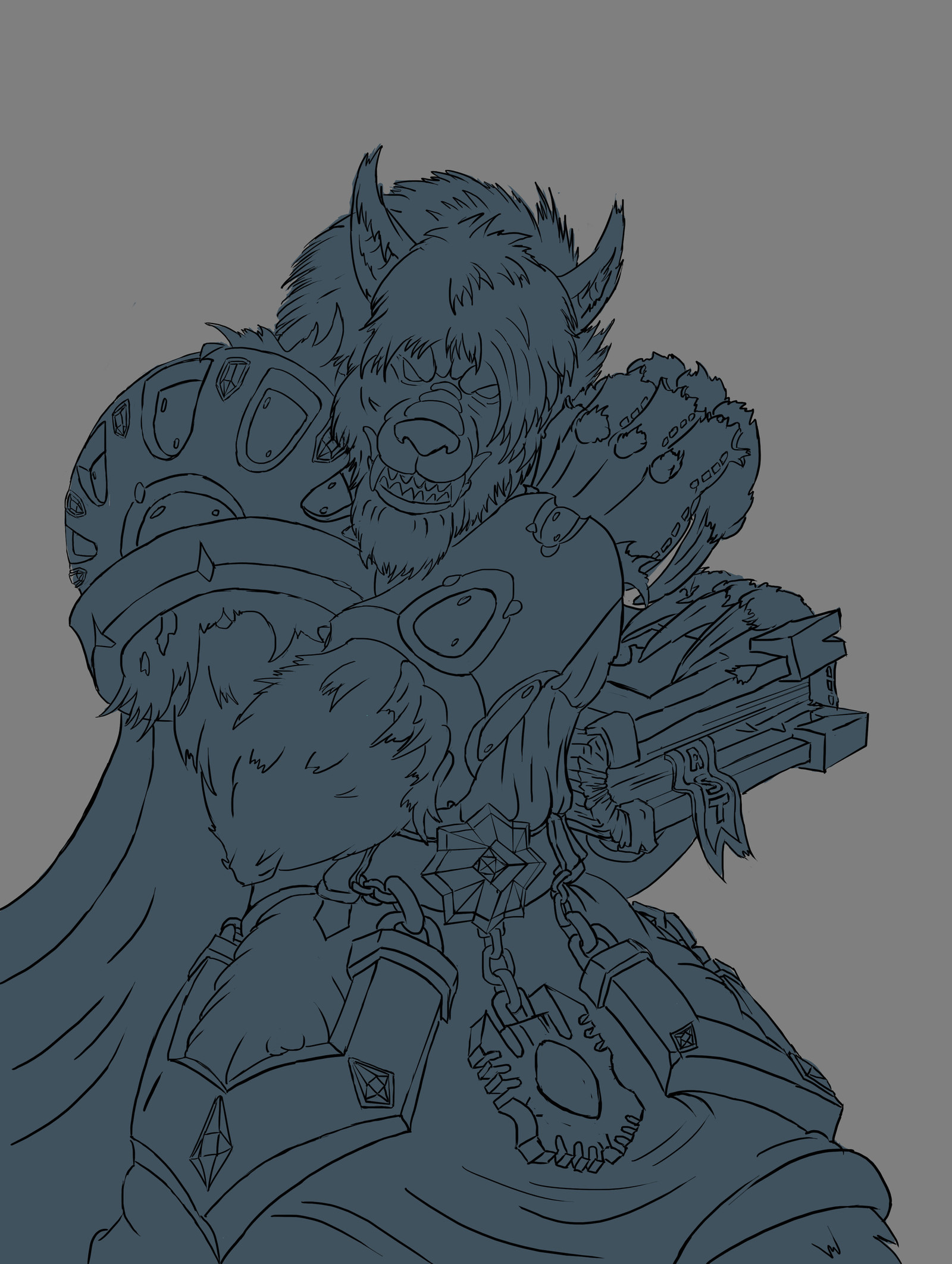 Worgen Priest to Art Challenge from Zemskov with stages - My, Worgen, Fan art, Drawing, Priest, Stages, Hearthstone, Warcraft, Longpost, Digital drawing