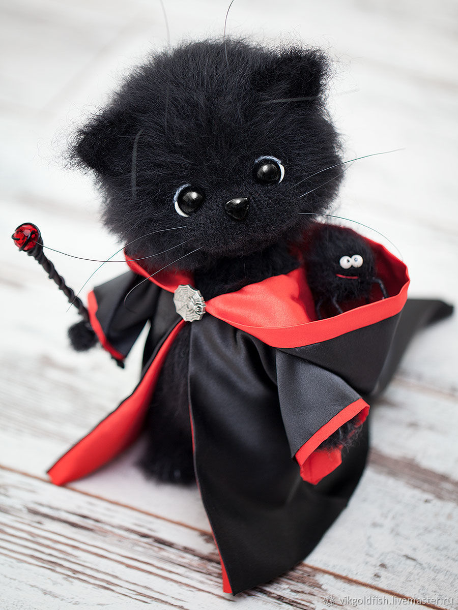 Once upon a time there was a black cat... - My, Needlework, Needlework without process, Knitting, Knitted toys, Longpost