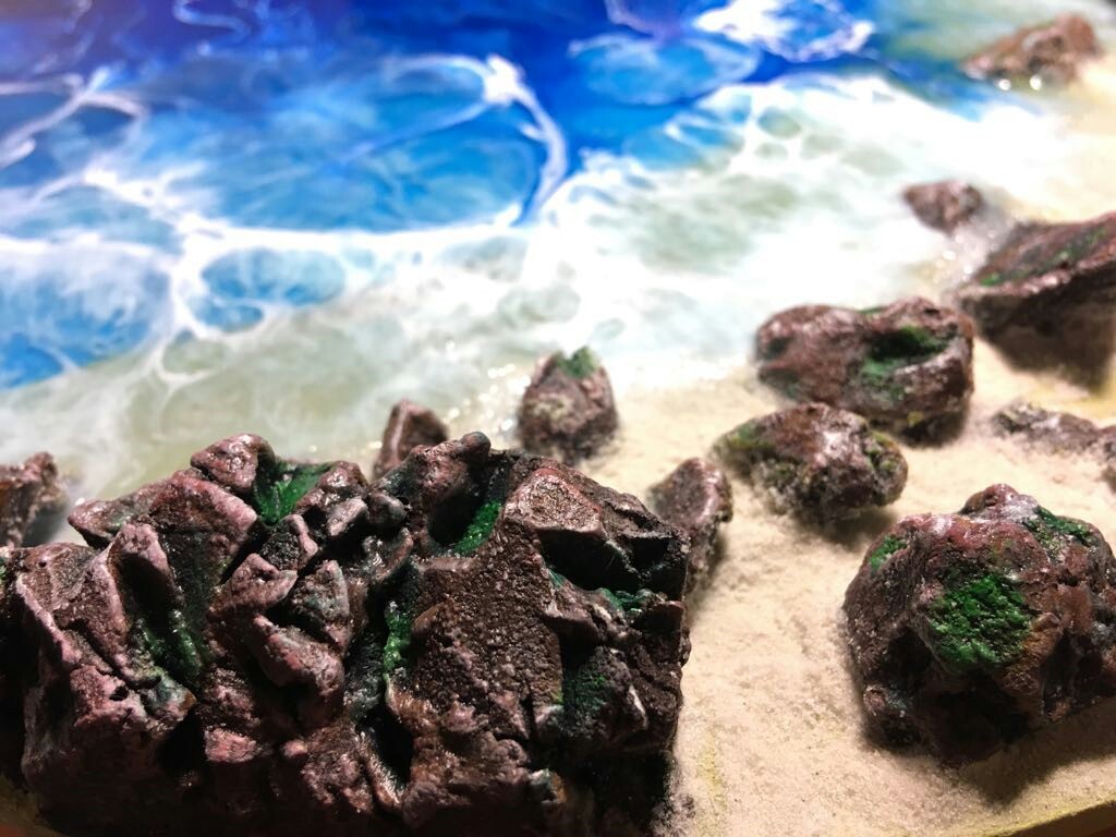 Panel in ResinArt technique. Sea coast. - My, Epoxy resin, , Panel, Hobby, Longpost