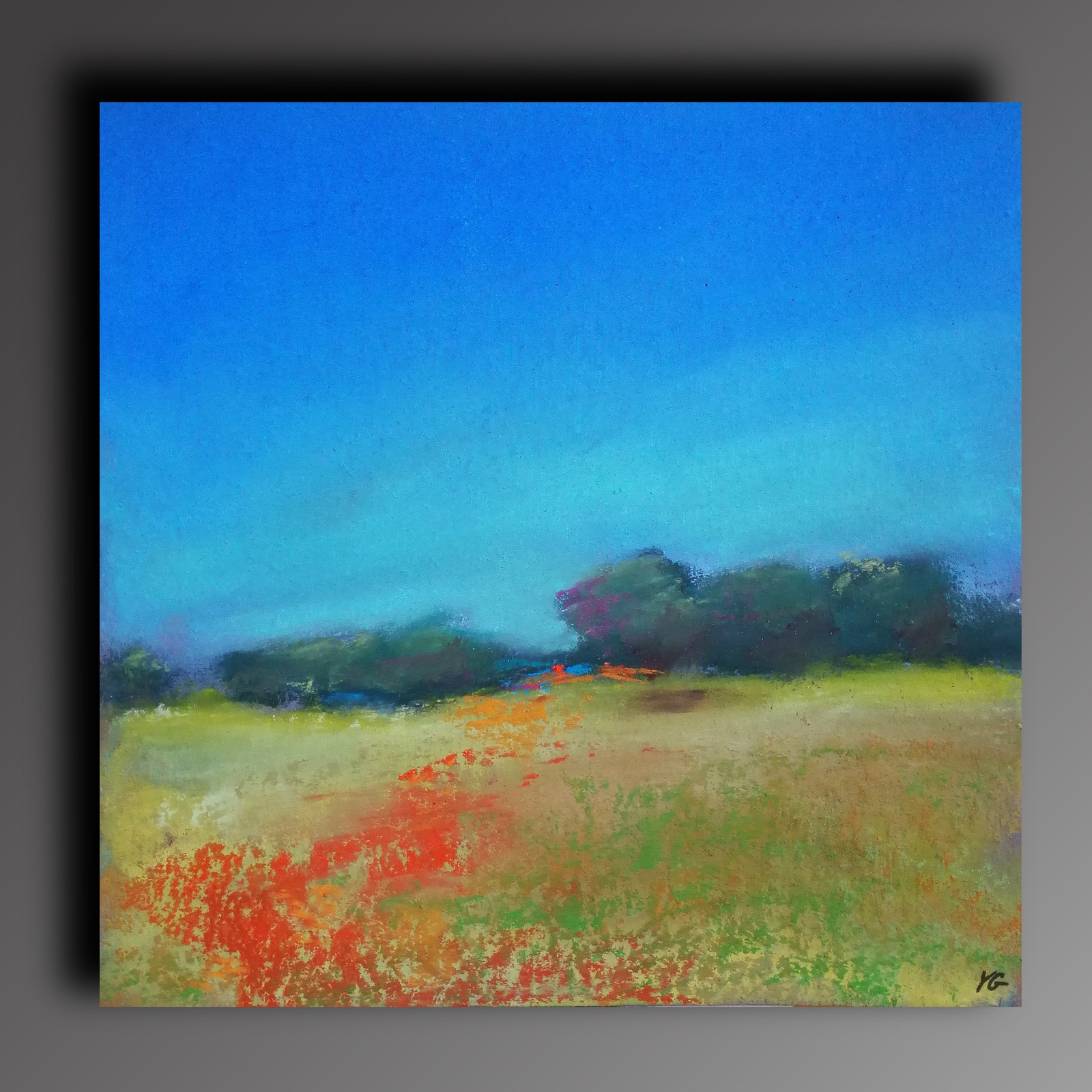 Untitled - My, Pastel, Painting, Field, Meadow, Tree