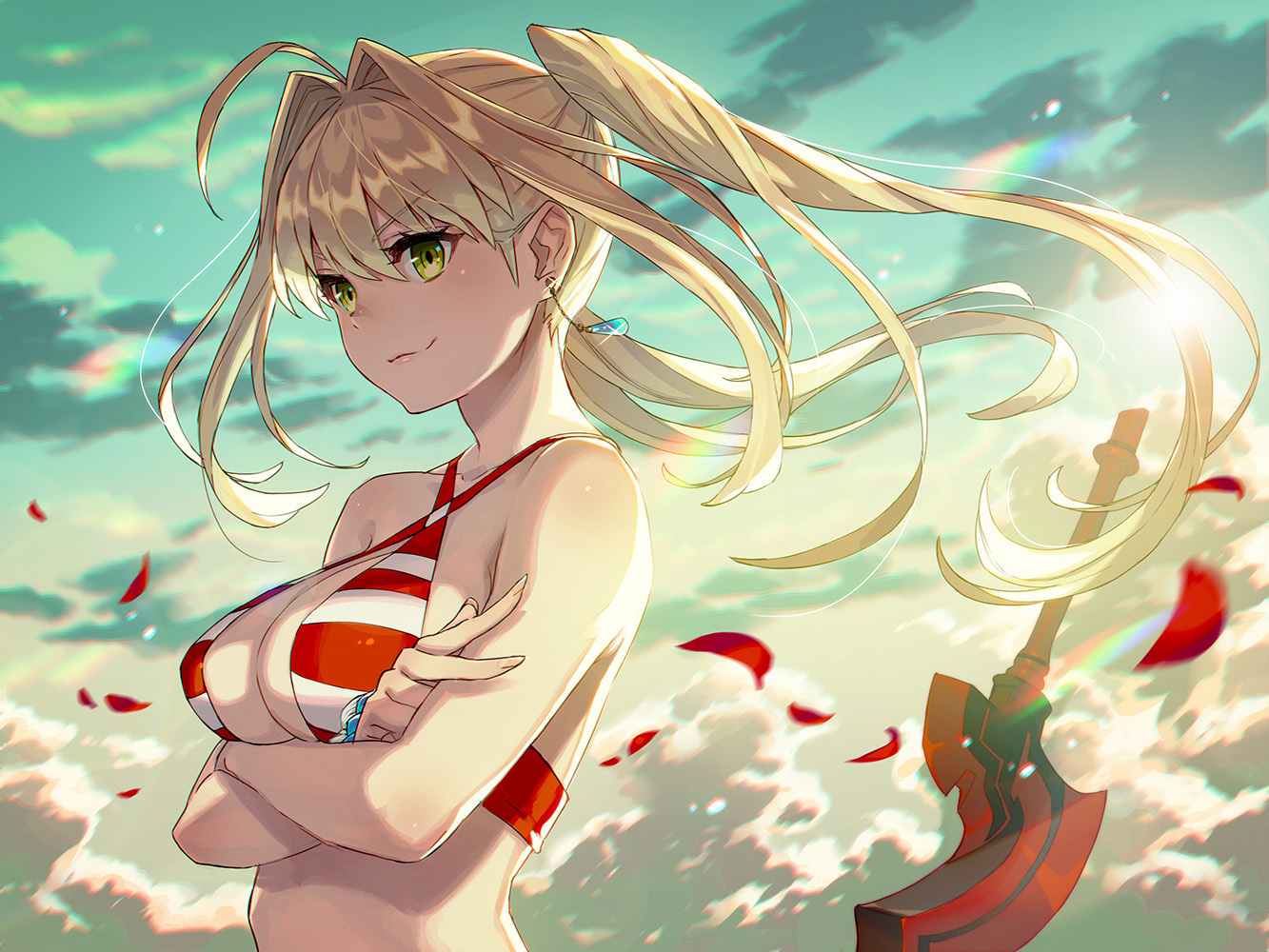 Saber extra - NSFW, Anime art, Fate grand order, Nero claudius, Bikini, Longpost