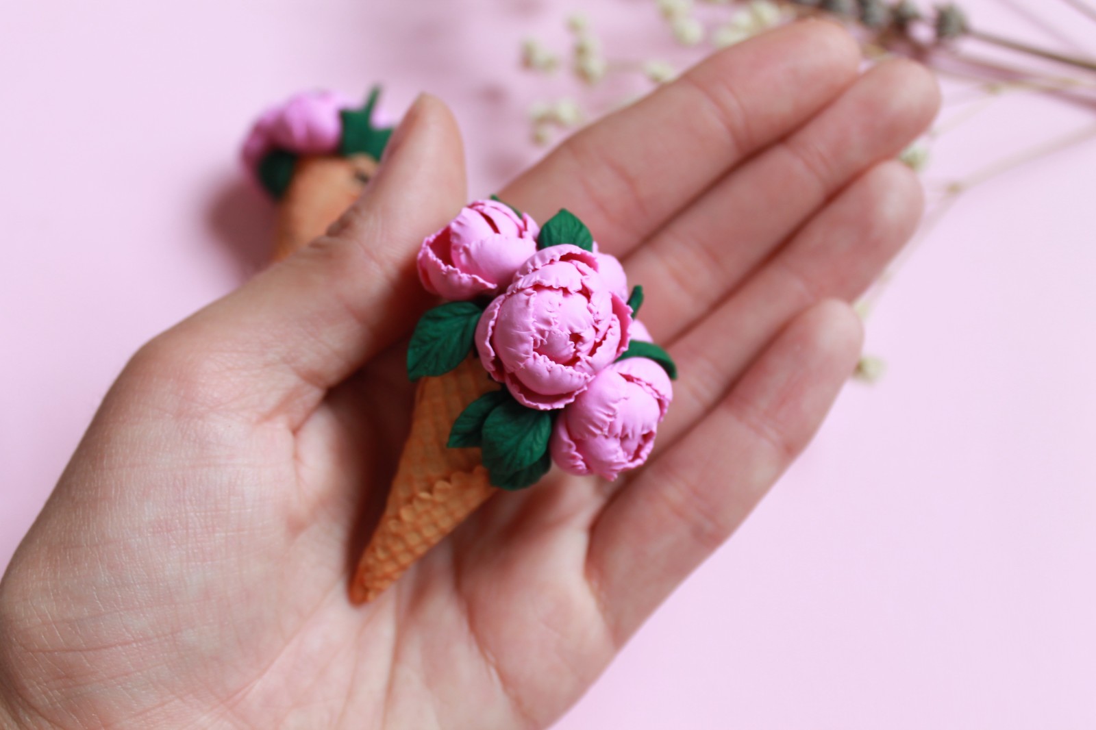 Brooches with peonies - My, Polymer clay, Brooch, DIY brooch, Handmade, Peonies, Longpost