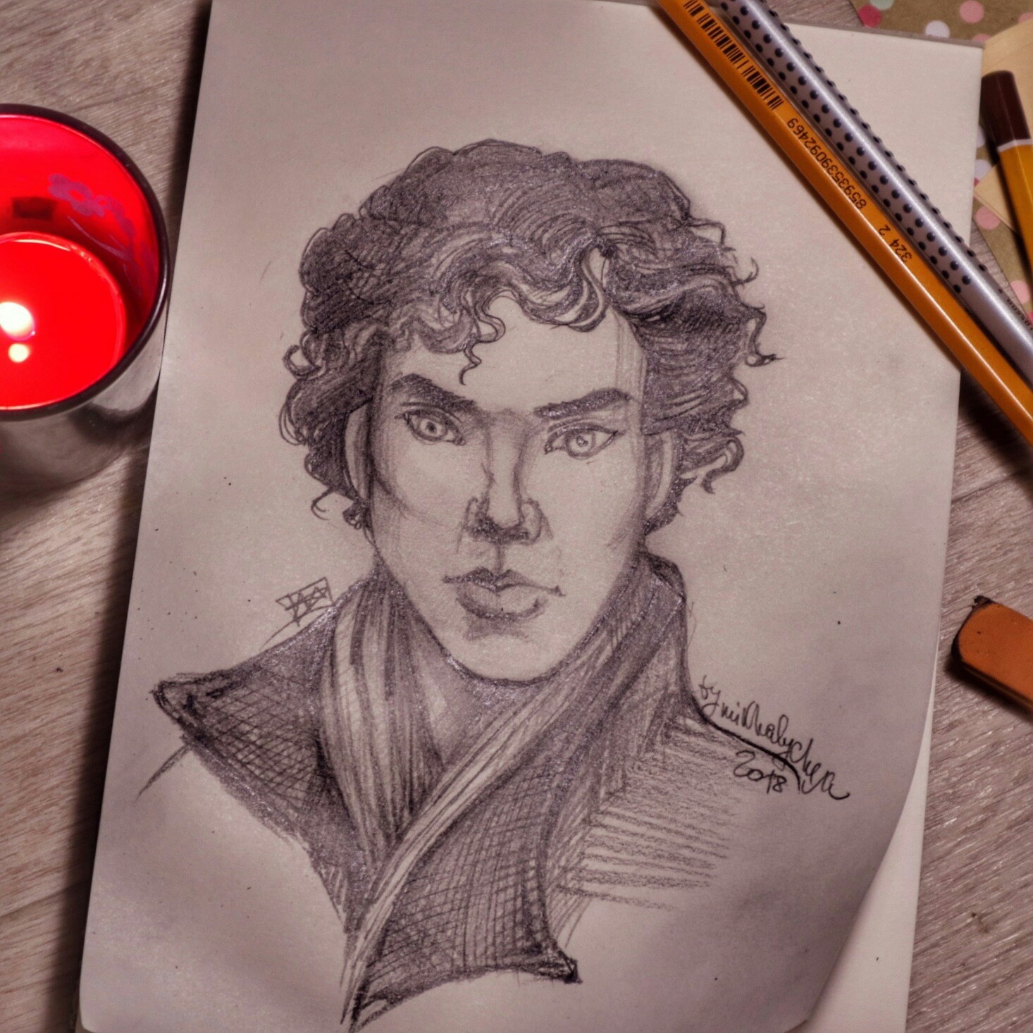 And when the muse got stuck, and they didn’t expect her ... - My, Pencil drawing, Art, Sherlock Holmes, Sketch